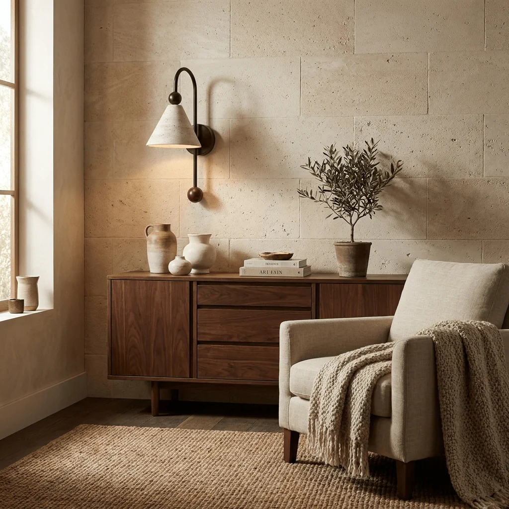 Cone Travertine Arc Sconce - Image 6