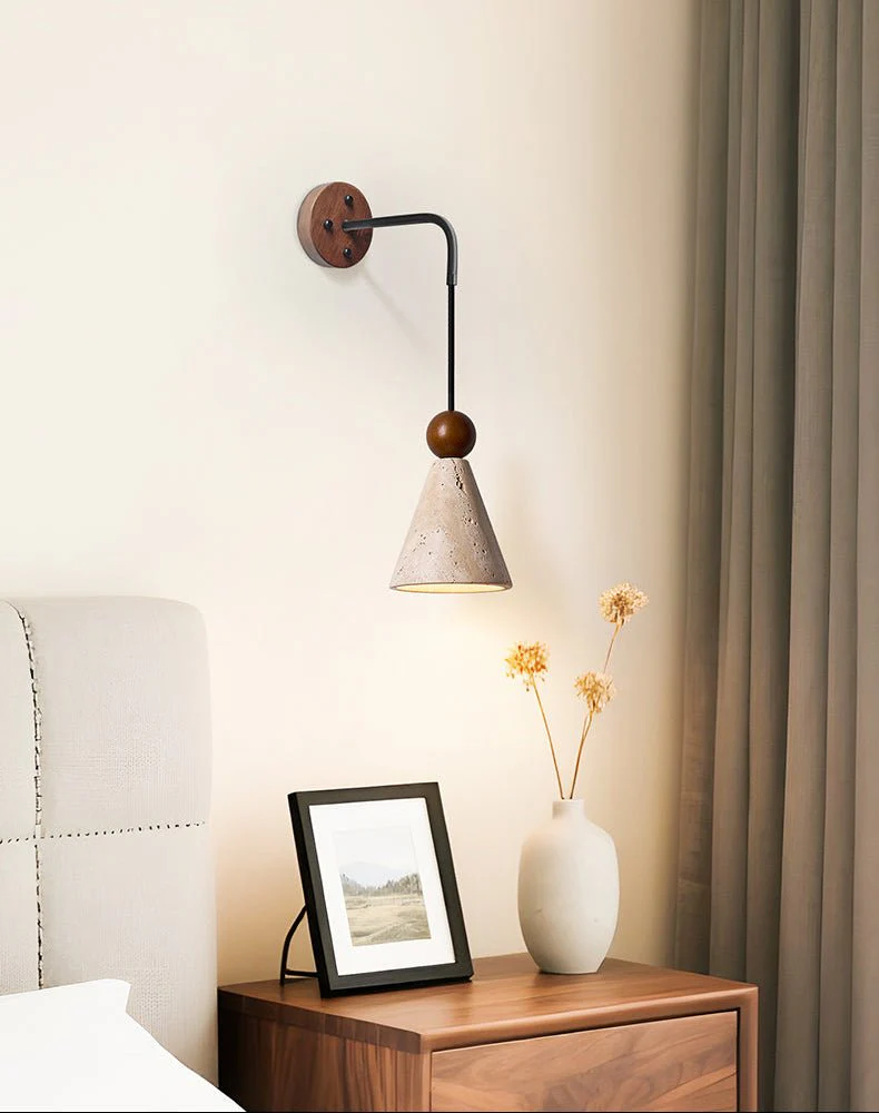 Cone Wood Bead Wall Sconce - Image 2
