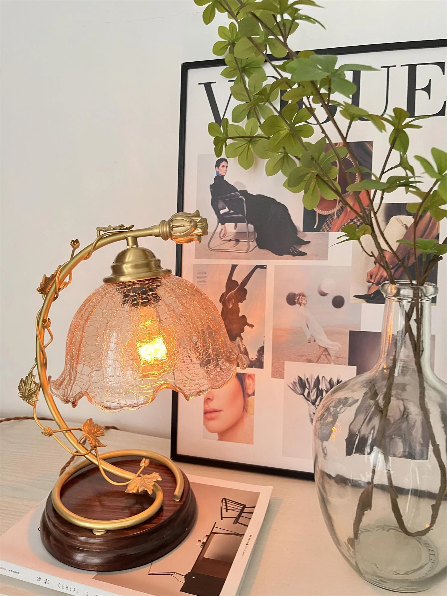 Cracked Glass Brass Table Lamp - Image 10