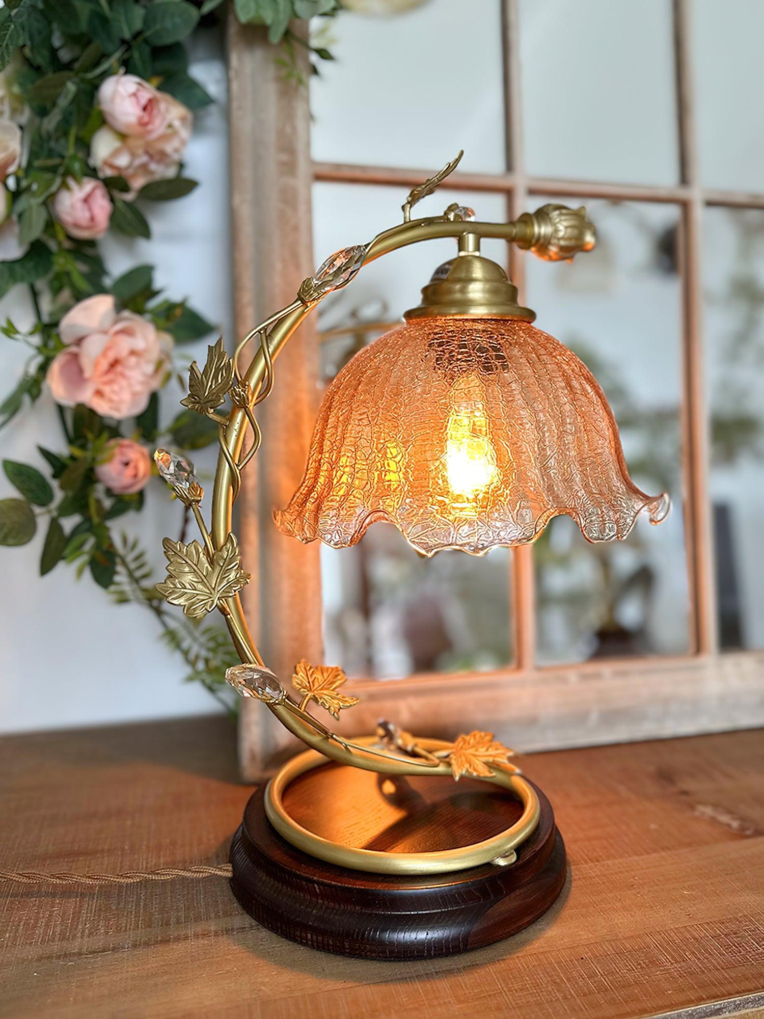 Cracked Glass Brass Table Lamp - Image 12