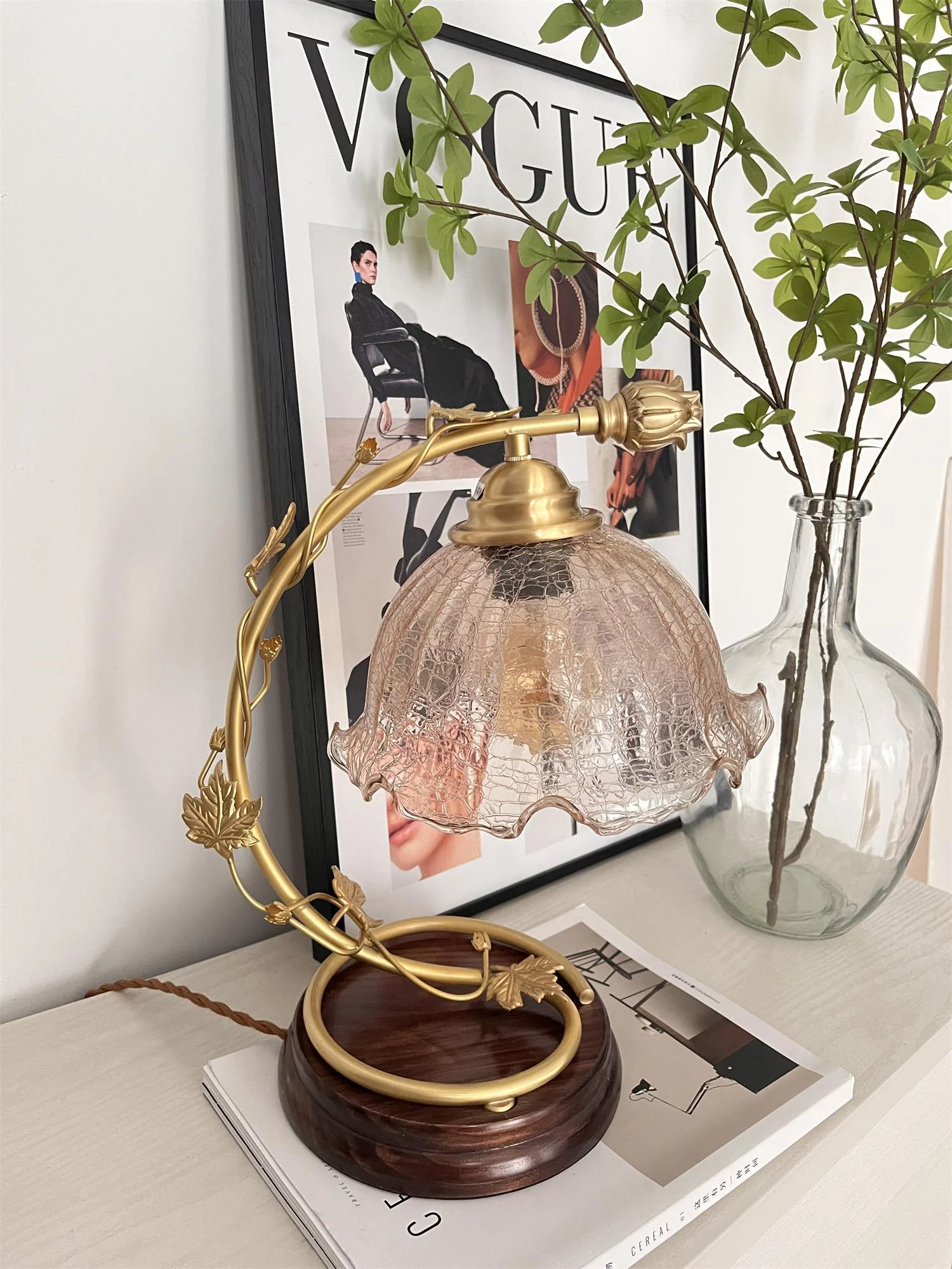 Cracked Glass Brass Table Lamp - Image 13