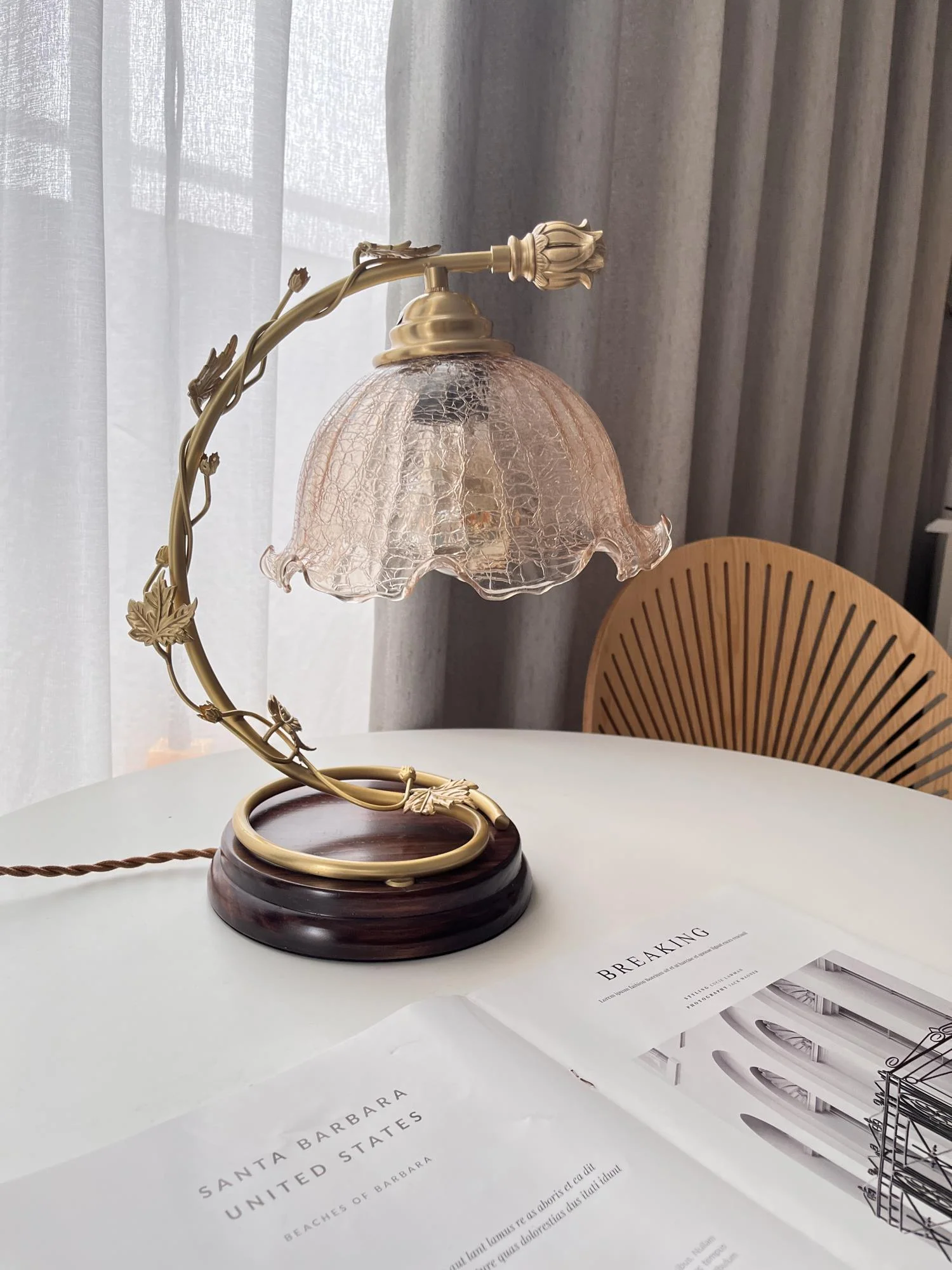 Cracked Glass Brass Table Lamp - Image 16