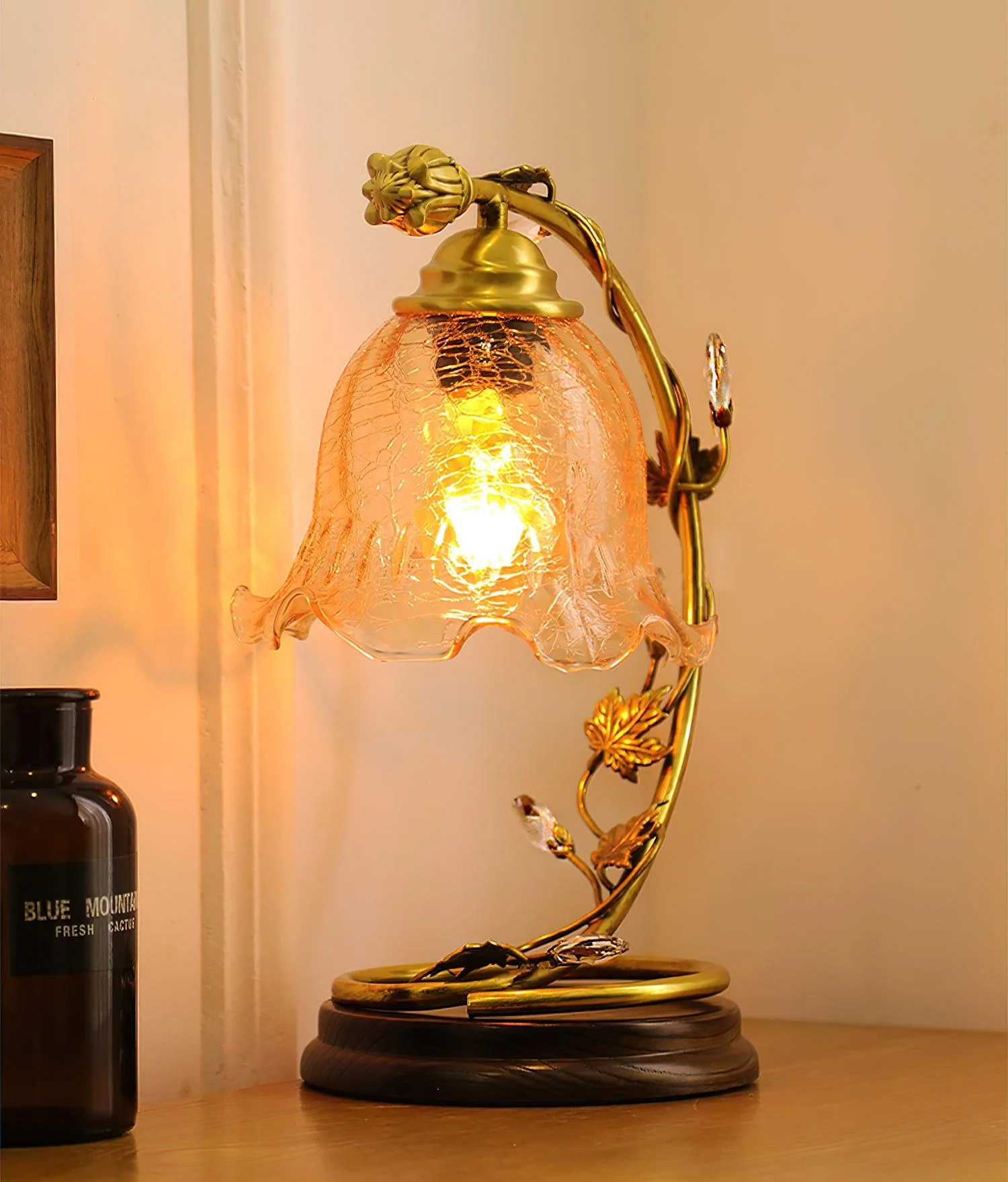 Cracked Glass Brass Table Lamp - Image 17