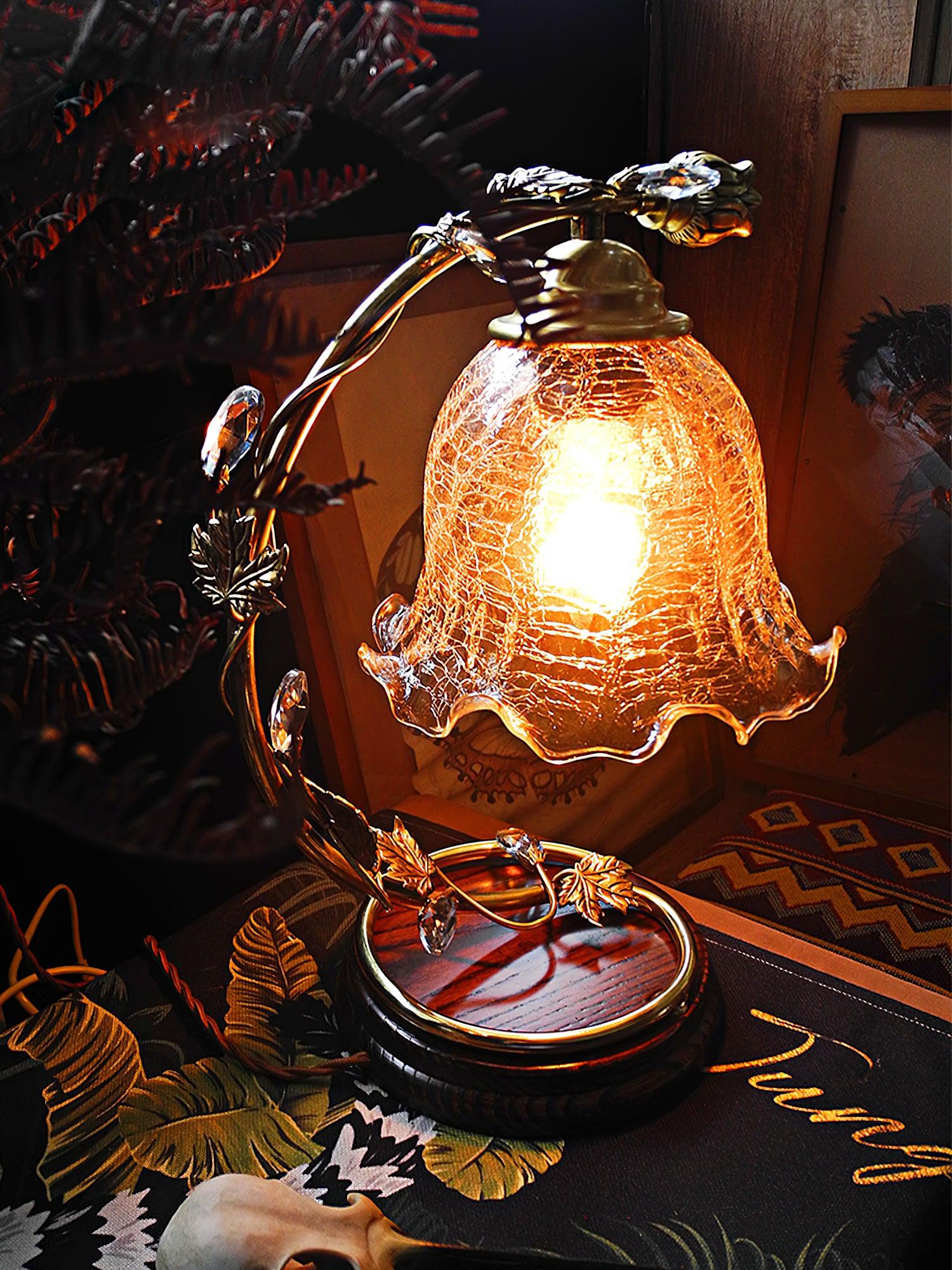 Cracked Glass Brass Table Lamp - Image 20