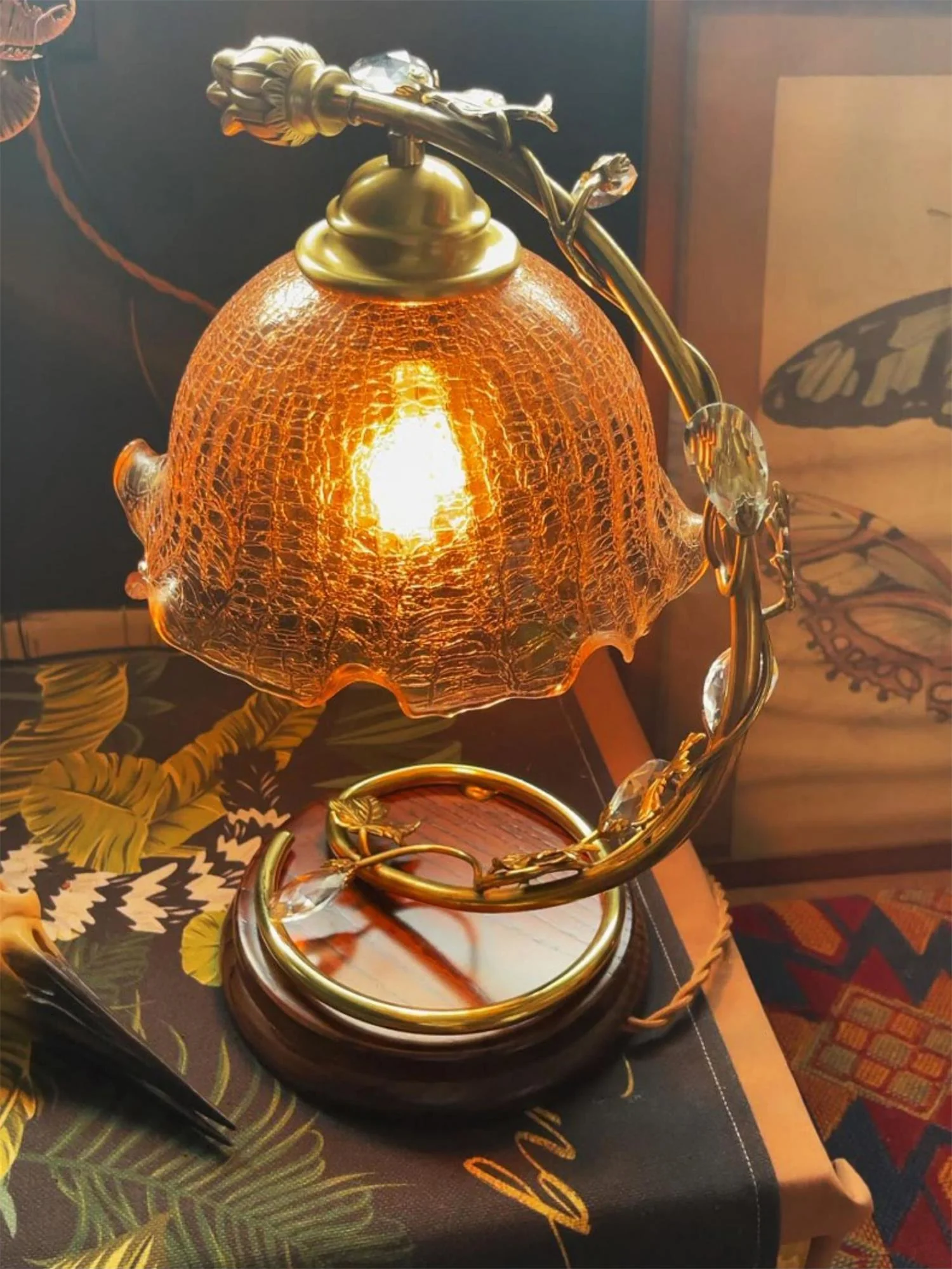 Cracked Glass Brass Table Lamp - Image 22