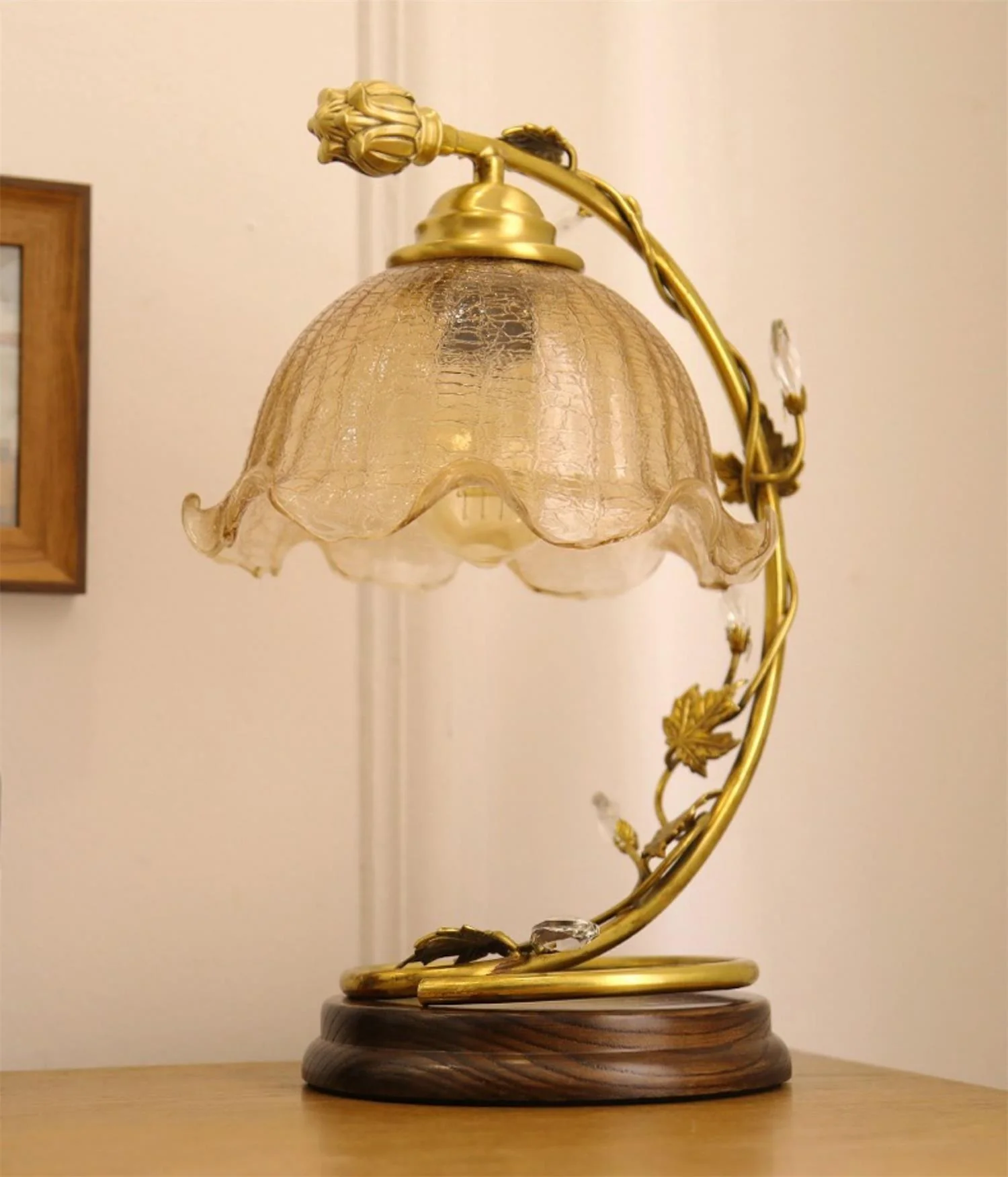 Cracked Glass Brass Table Lamp - Image 23