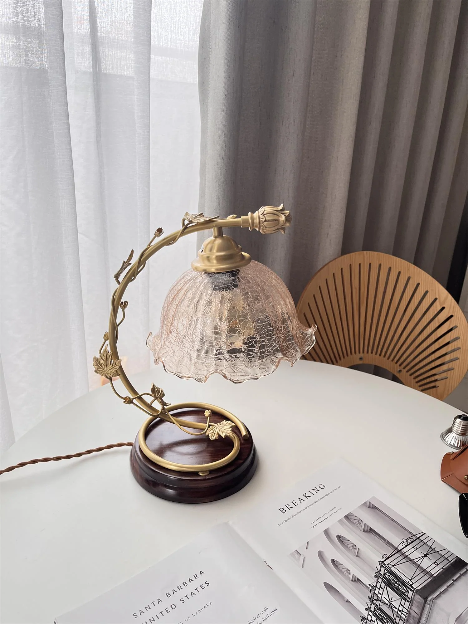 Cracked Glass Brass Table Lamp - Image 24