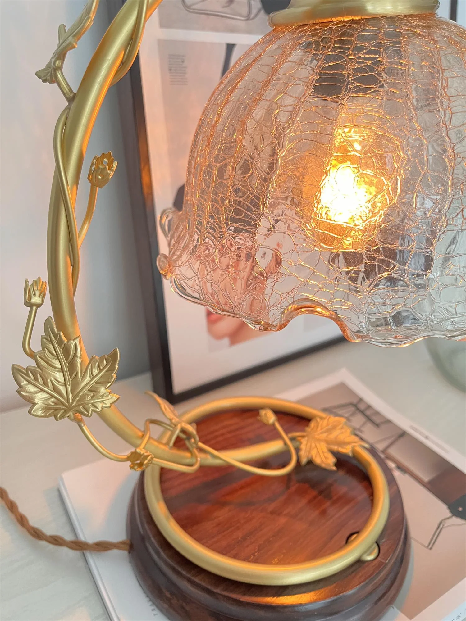 Cracked Glass Brass Table Lamp - Image 26