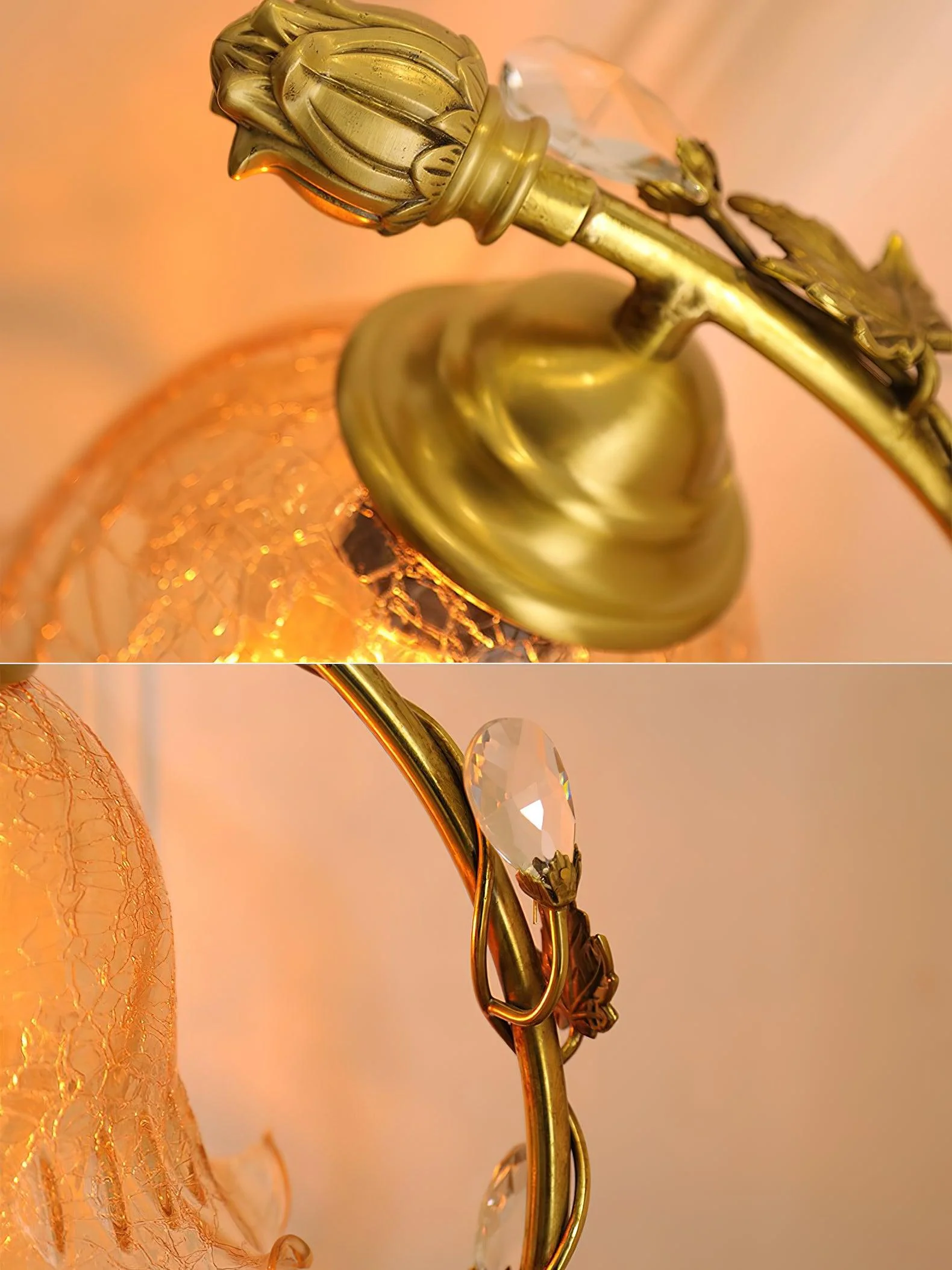 Cracked Glass Brass Table Lamp - Image 28