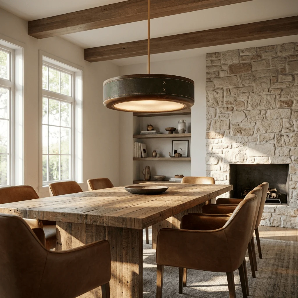 Crafted Leather Ceiling Light - Image 8
