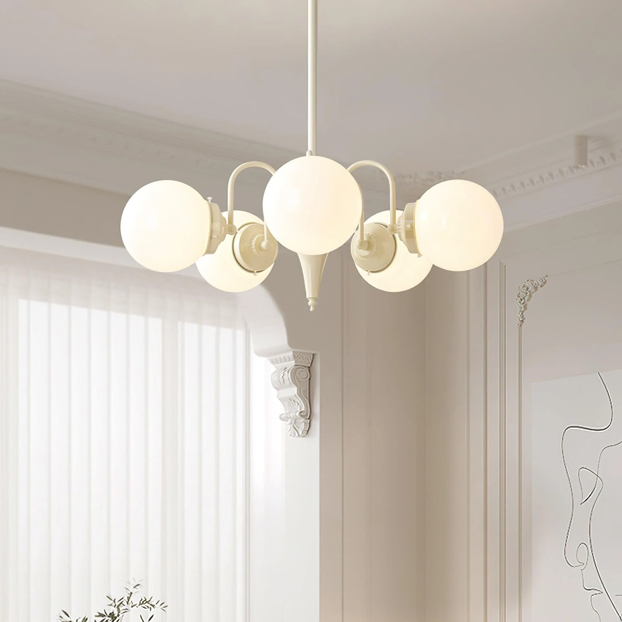 Cream Ball Chandelier - Image 4