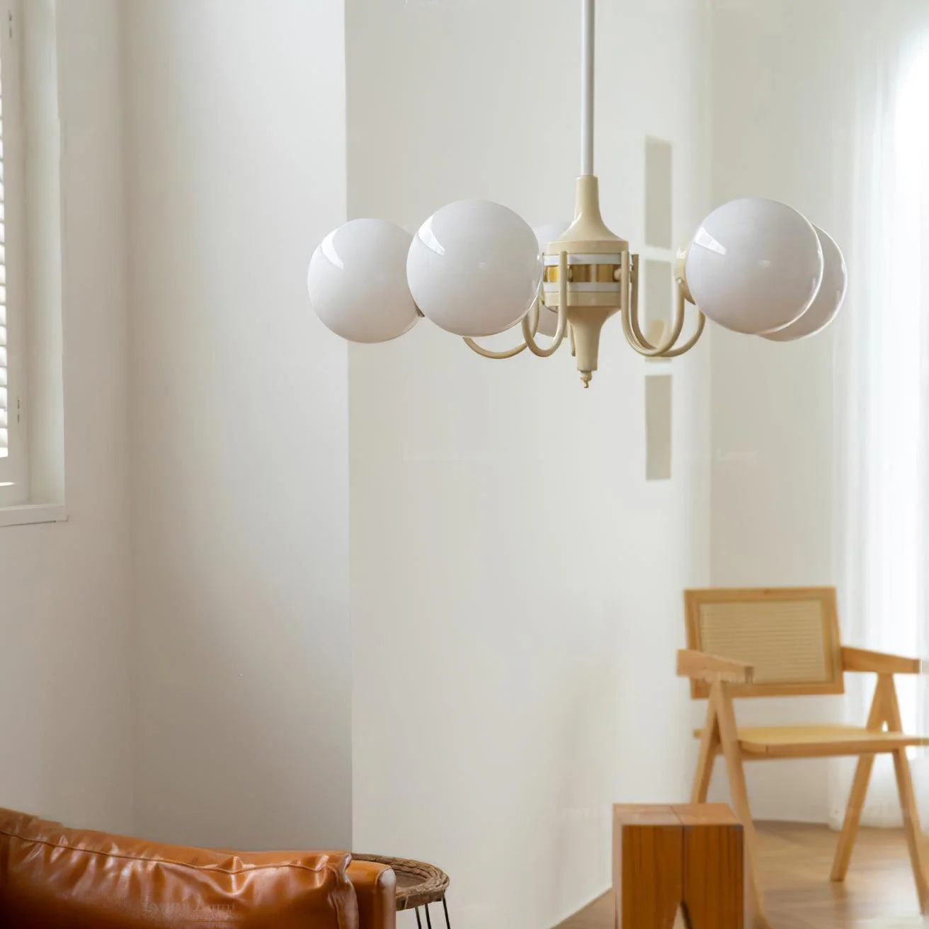 Cream Glass Ball Chandelier - Image 15