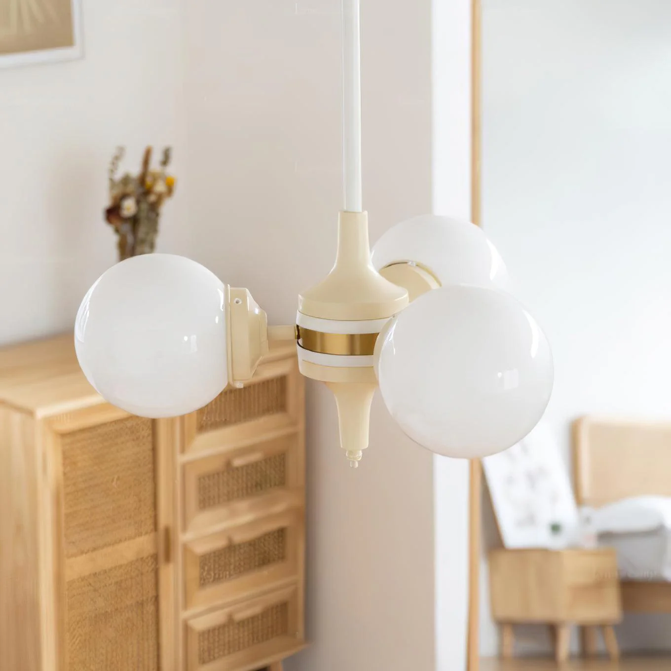 Cream Glass Ball Chandelier - Image 6
