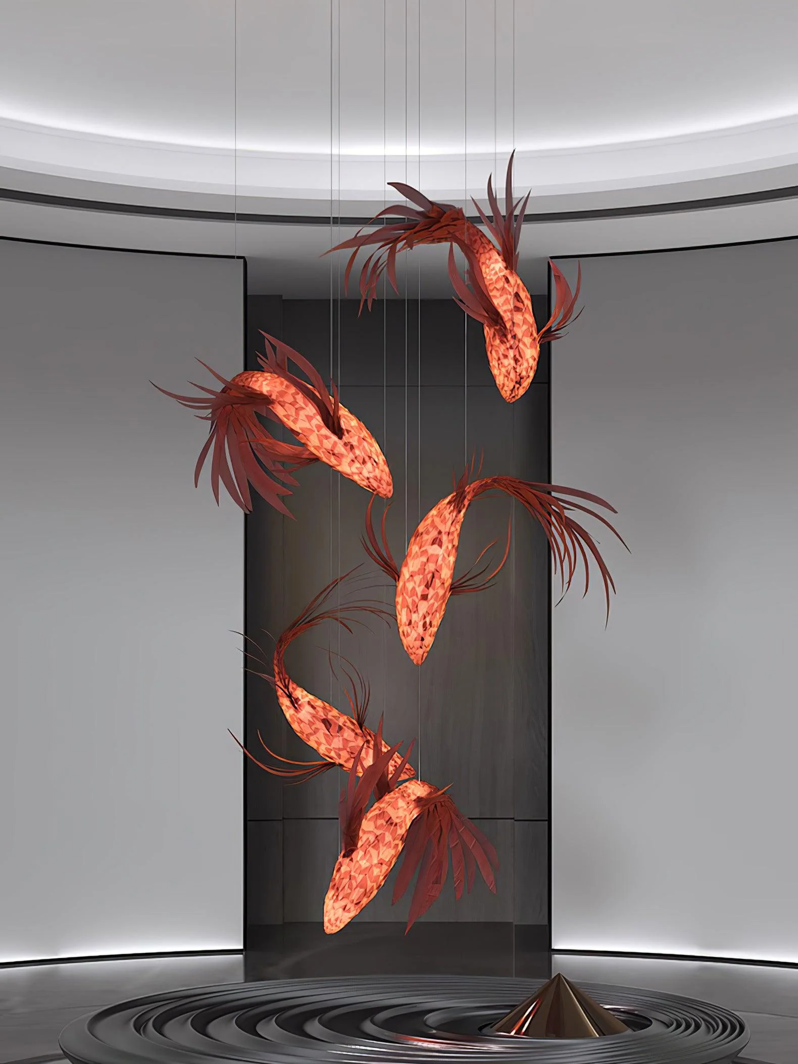 Crimson Swirl Koi Chandelier - Image 29