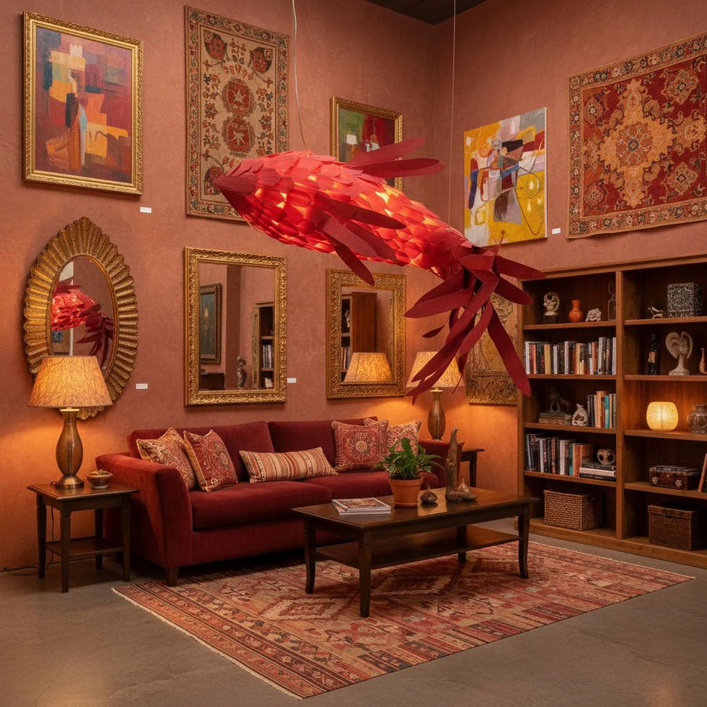 Crimson Swirl Koi Chandelier - Image 3