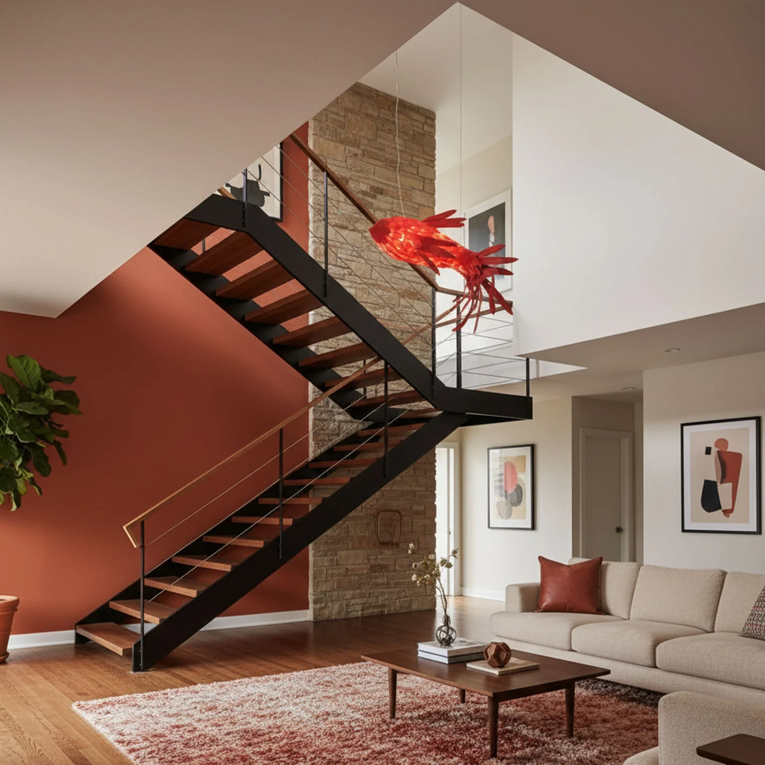 Crimson Swirl Koi Chandelier - Image 4