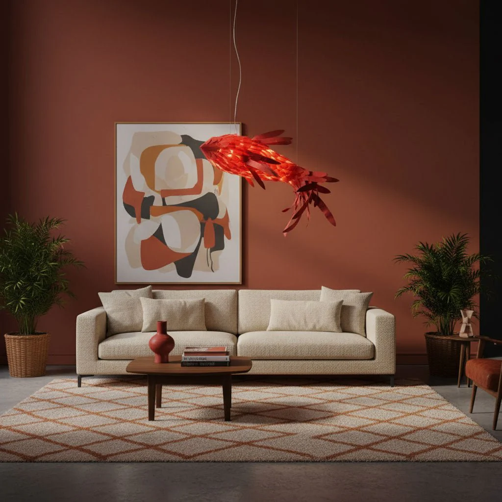 Crimson Swirl Koi Chandelier - Image 5