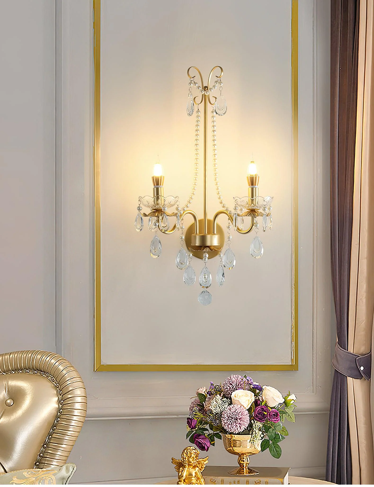 Crystal Pearl Chain Wall Lamp - Image 15