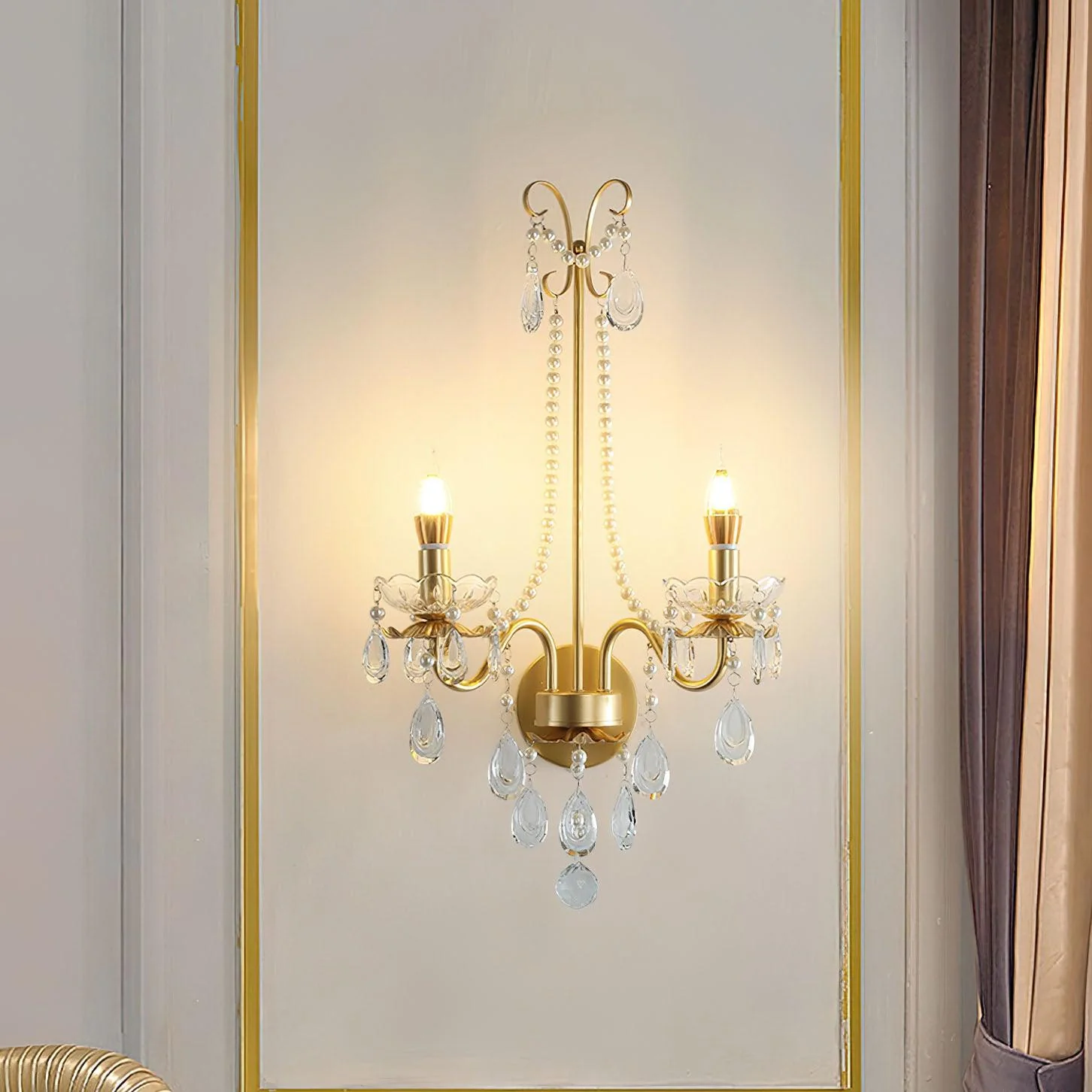 Crystal Pearl Chain Wall Lamp - Image 4