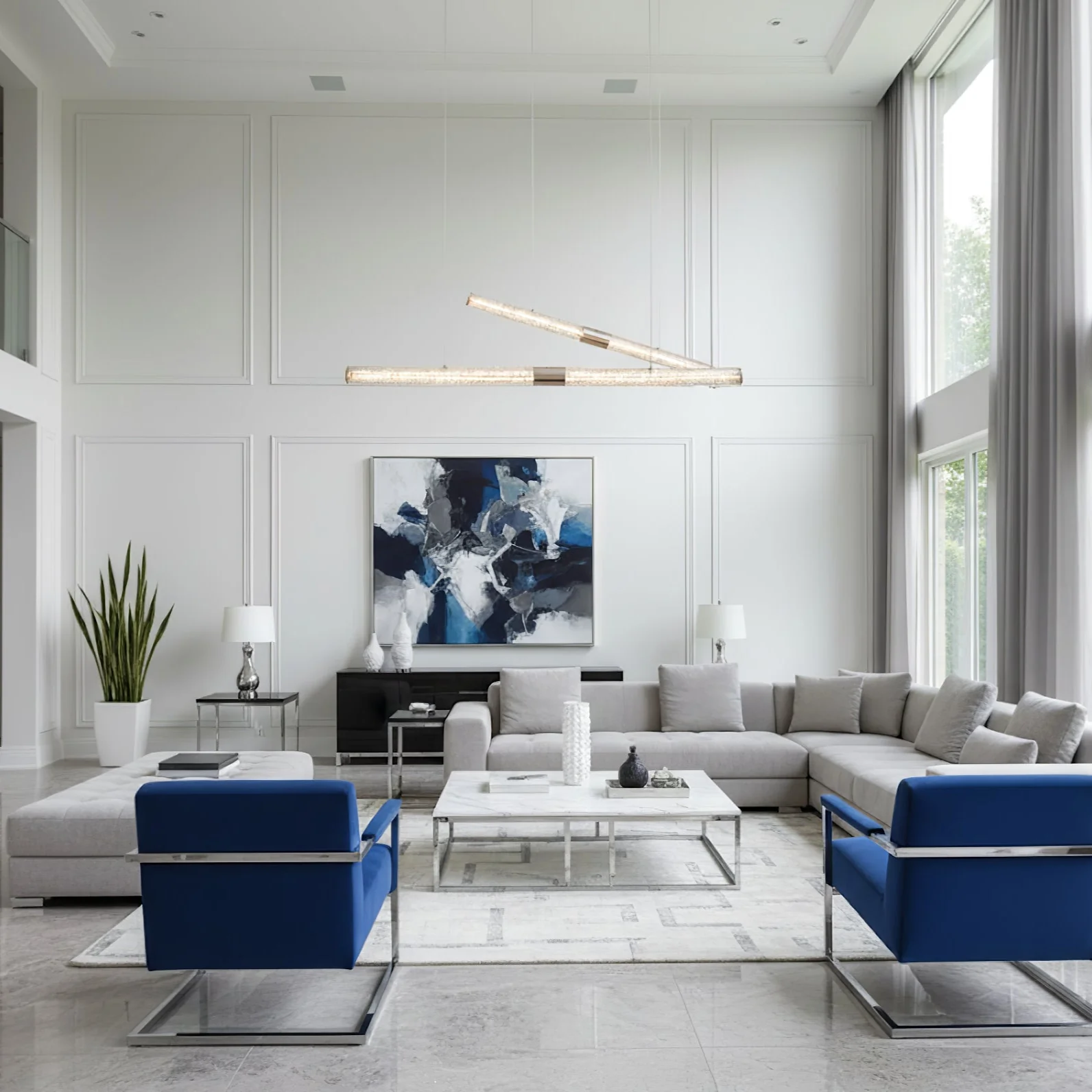 Crystal Stream Linear Pendant Lamp - Image 2