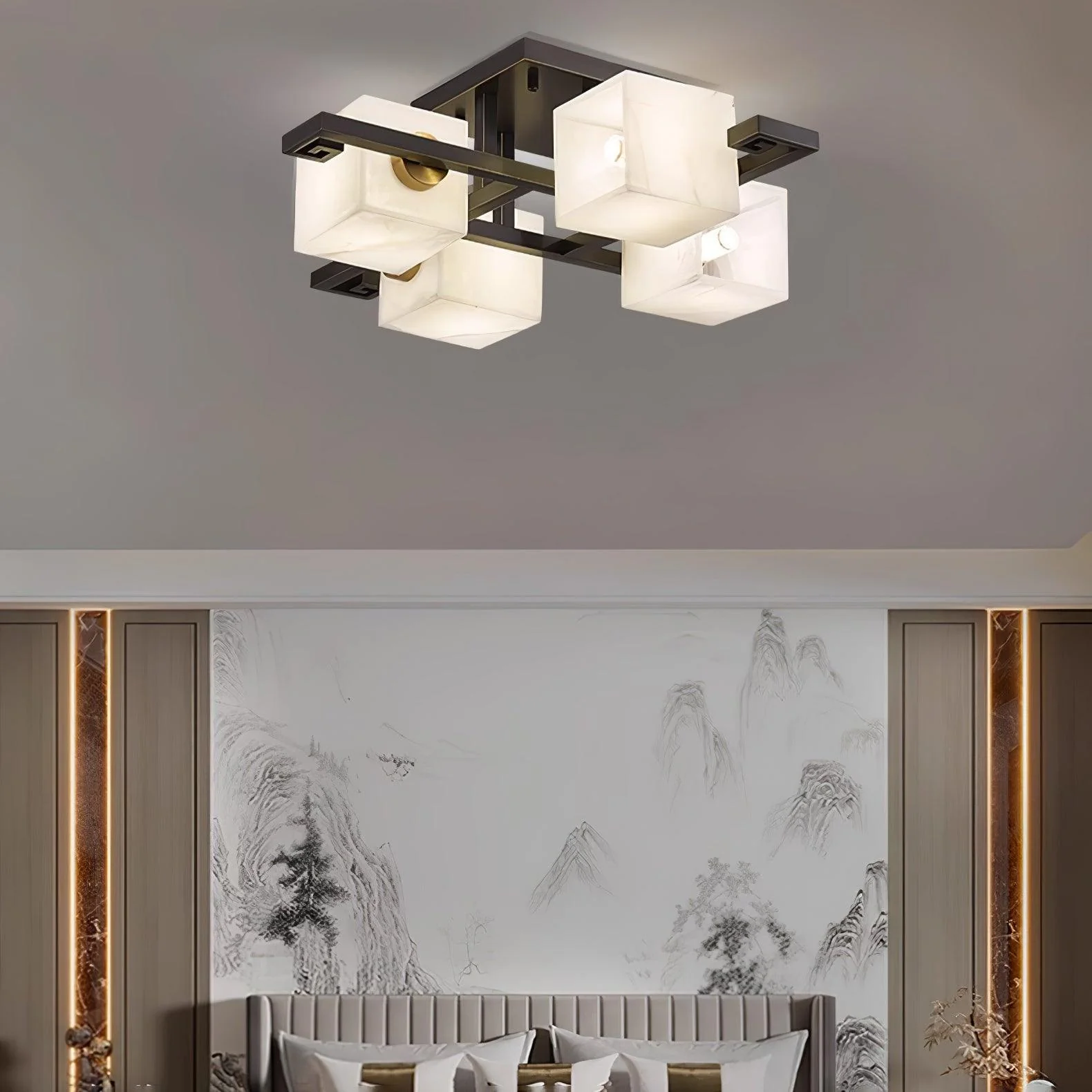 Cubist Alabaster Cluster Ceiling Lamp - Image 12