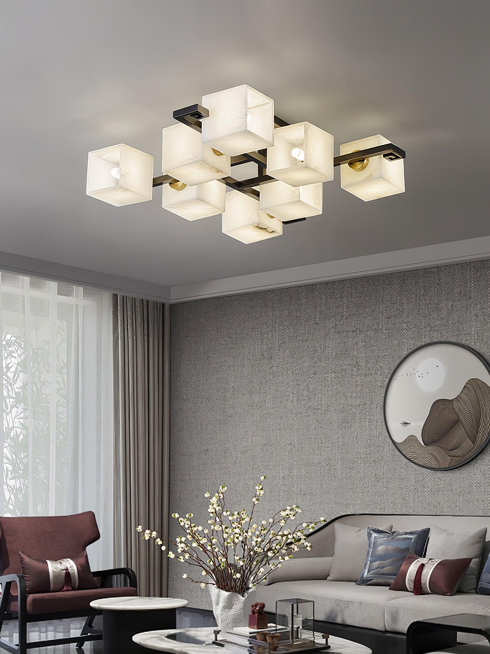 Cubist Alabaster Cluster Ceiling Lamp - Image 13
