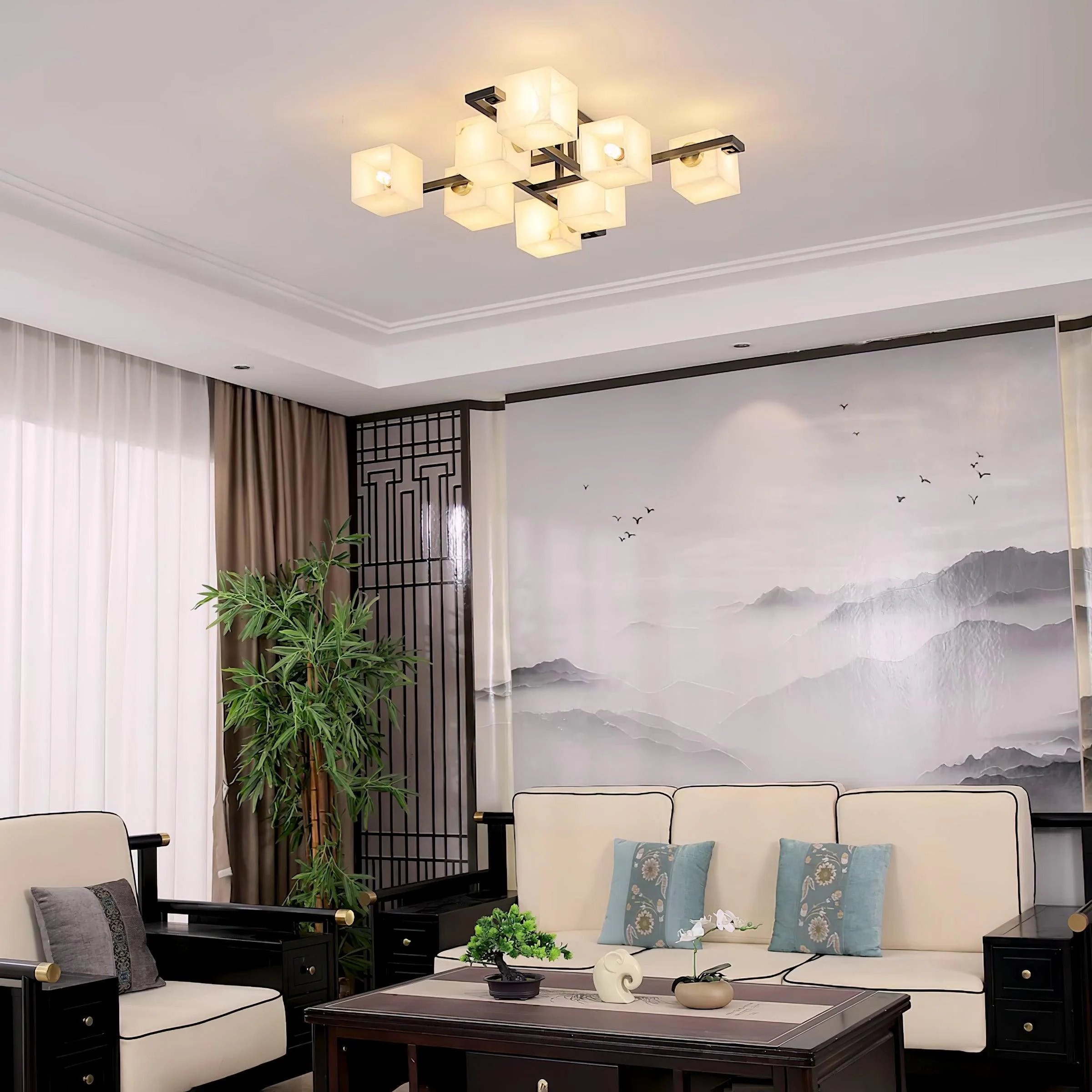 Cubist Alabaster Cluster Ceiling Lamp - Image 18