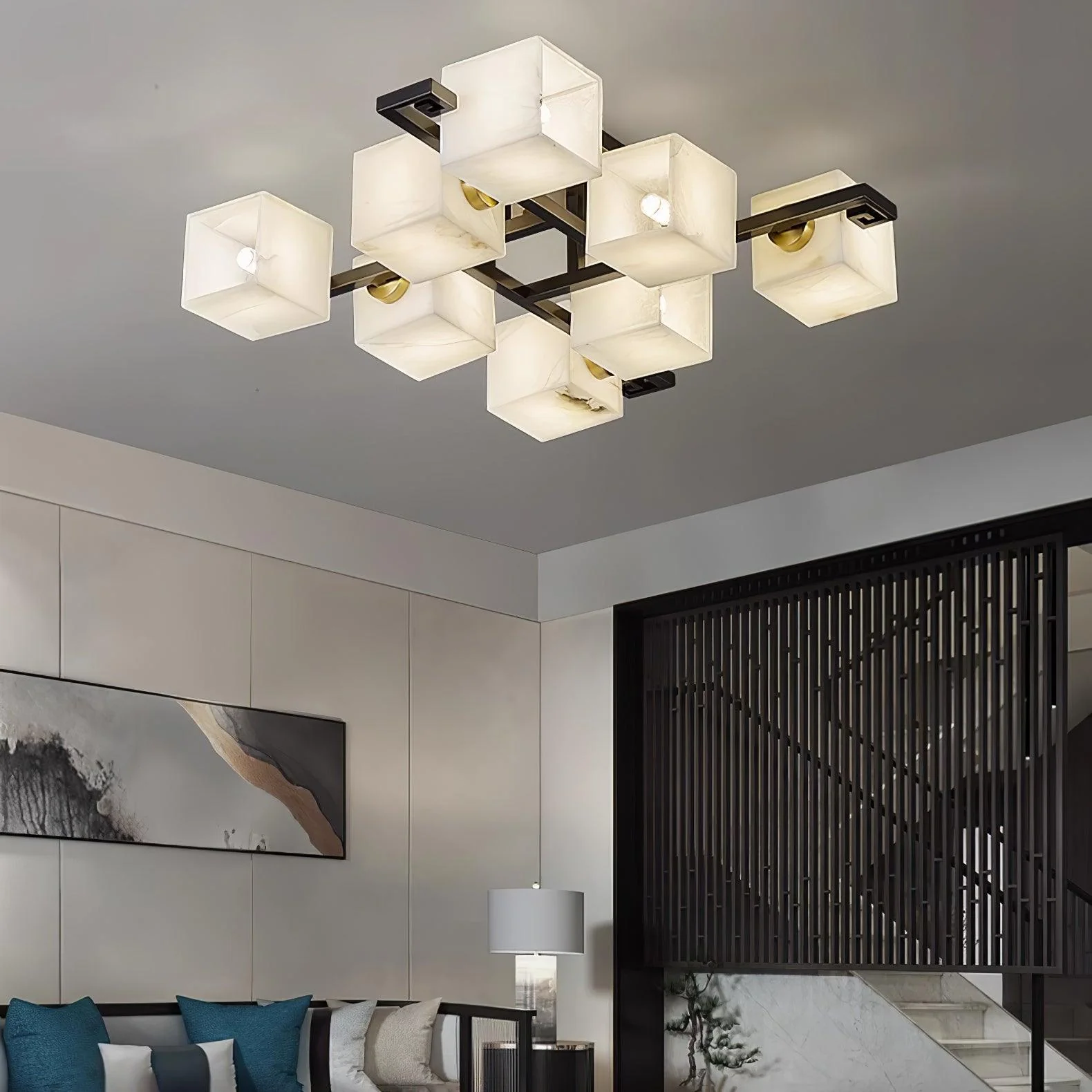 Cubist Alabaster Cluster Ceiling Lamp - Image 25