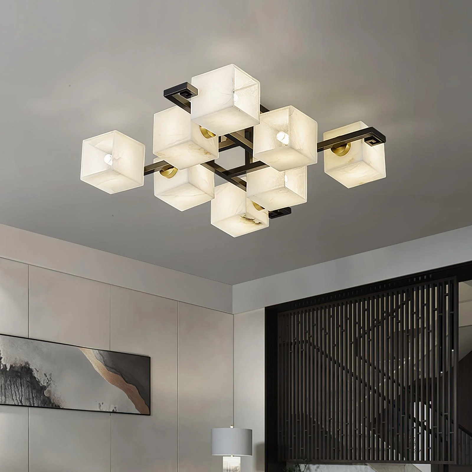 Cubist Alabaster Cluster Ceiling Lamp - Image 34