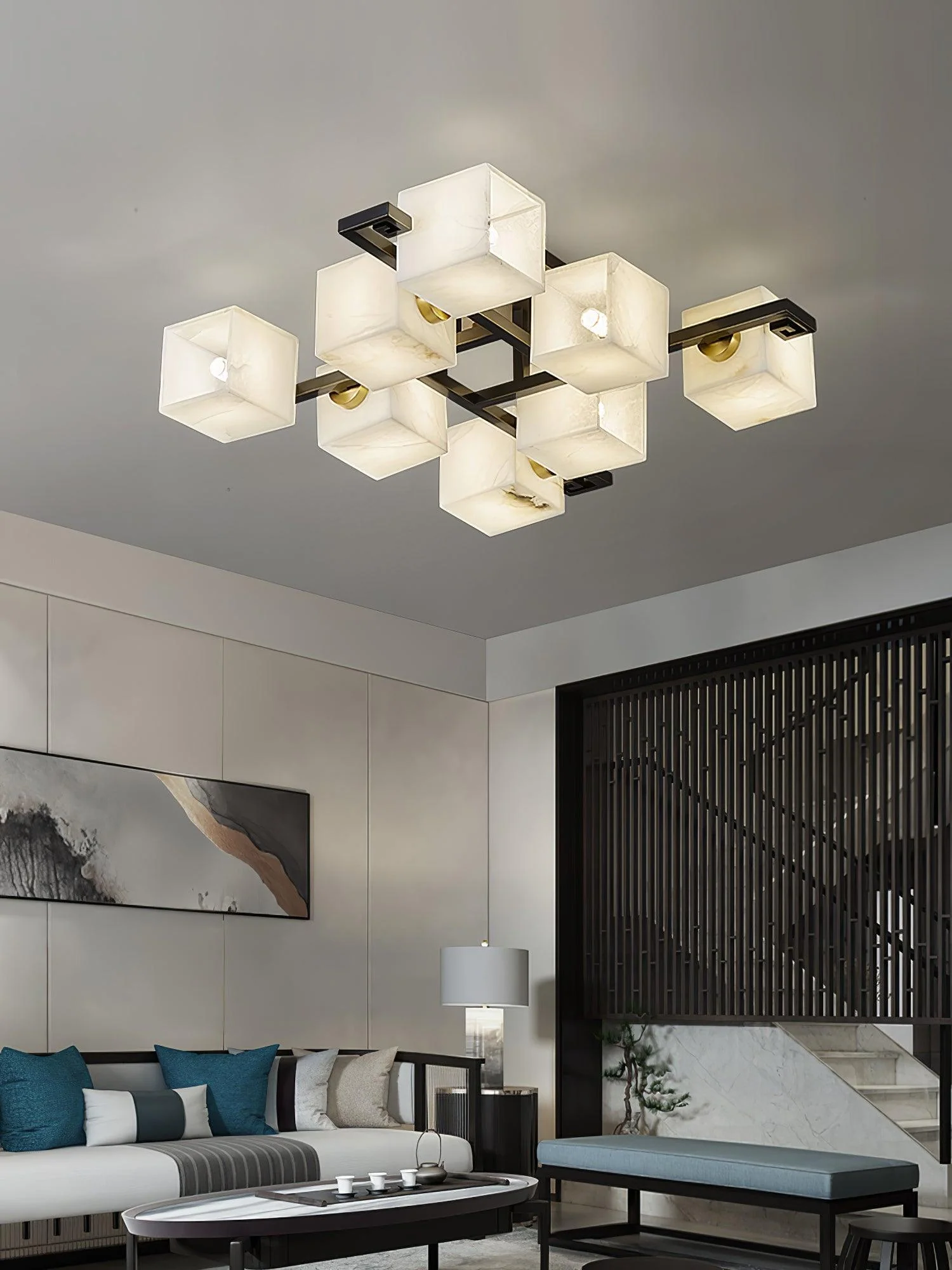 Cubist Alabaster Cluster Ceiling Lamp - Image 35