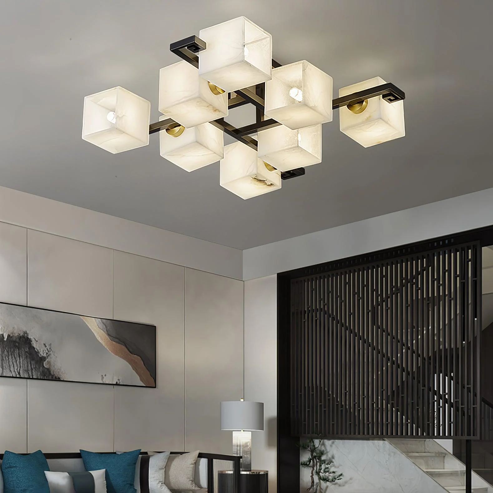 Cubist Alabaster Cluster Ceiling Lamp - Image 5