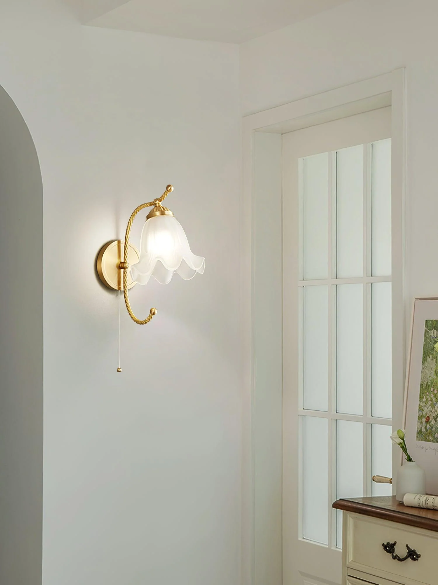 Curved Gooseneck Brass Glass Sconce - Image 19