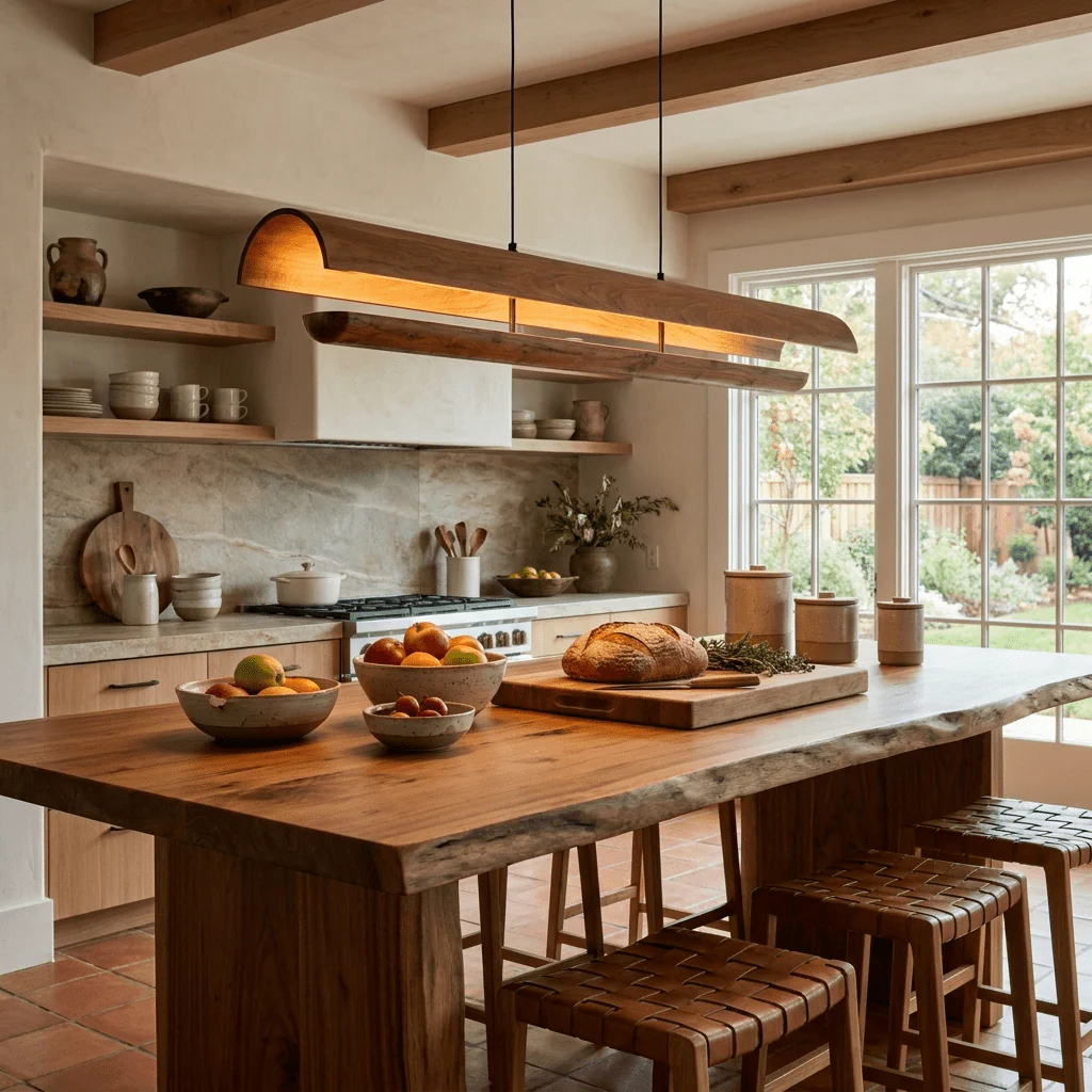 Curved Wood Linear Pendant Light - Image 3