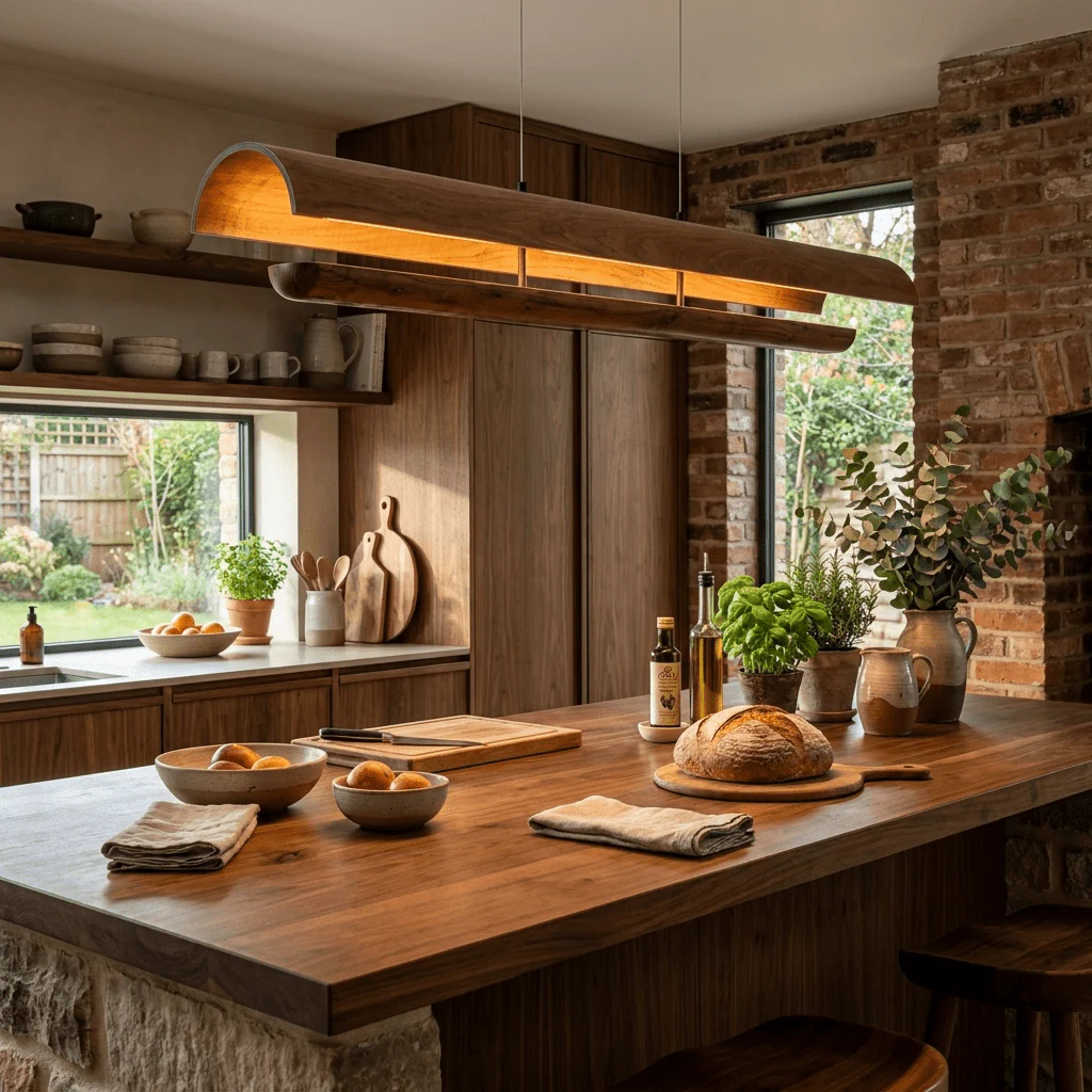 Curved Wood Linear Pendant Light - Image 5