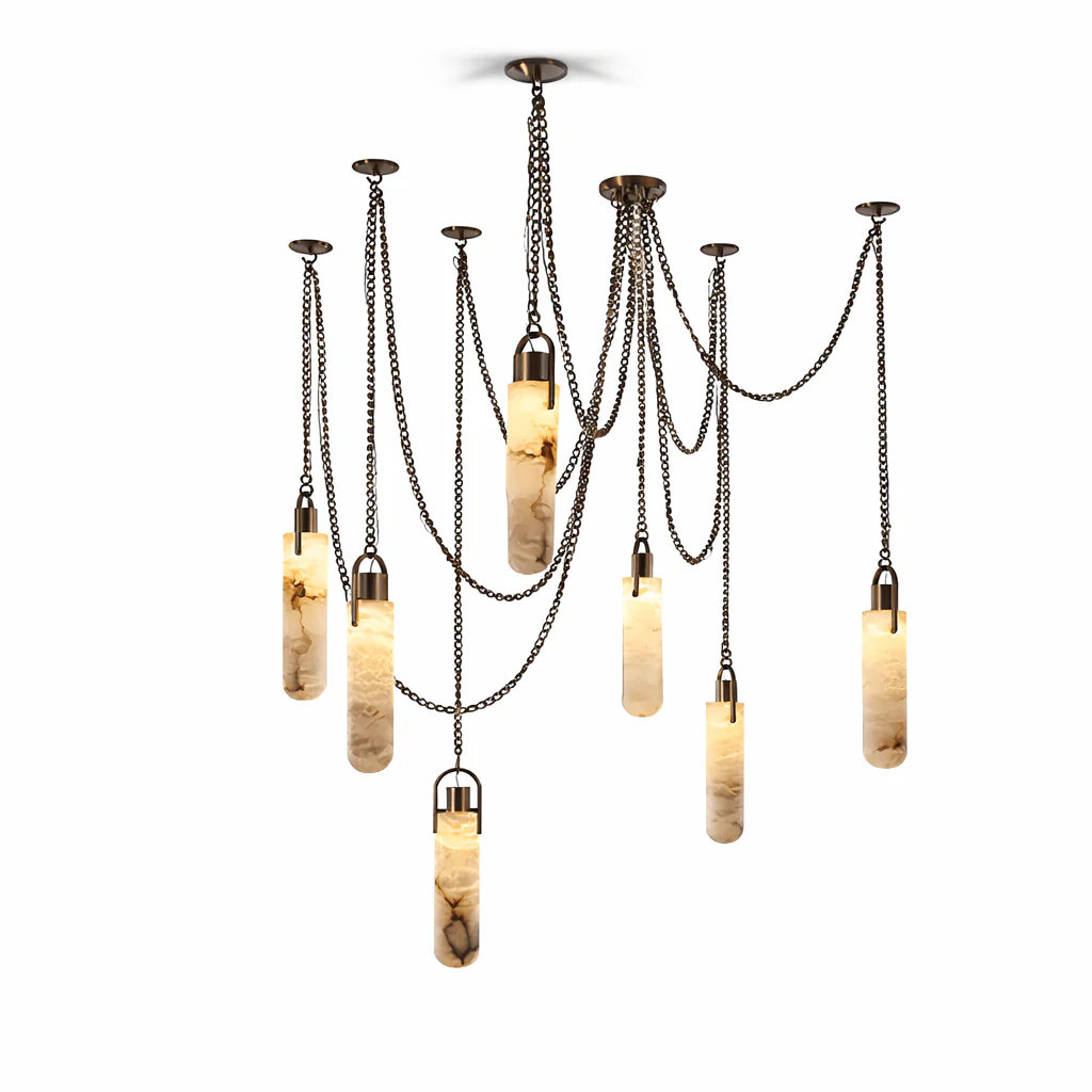 Cylindrical Cluster Alabaster Chandelier - Image 10
