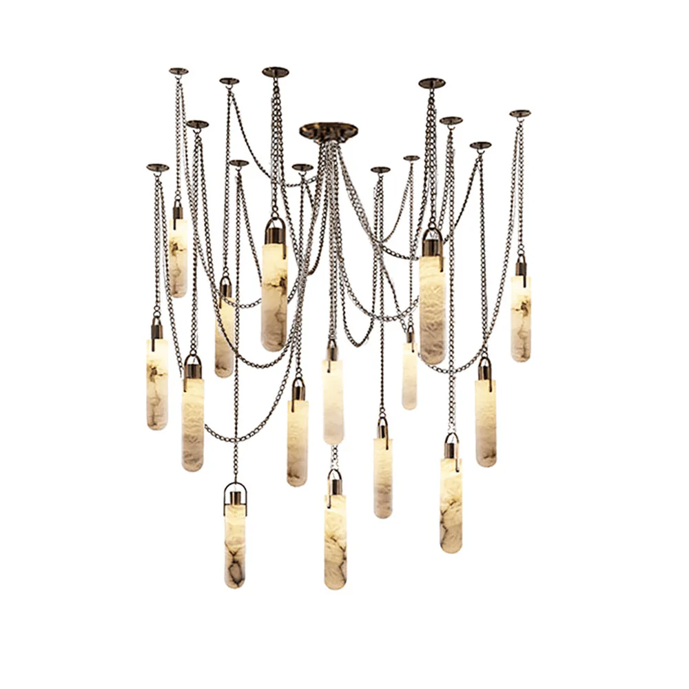 Cylindrical Cluster Alabaster Chandelier - Image 9
