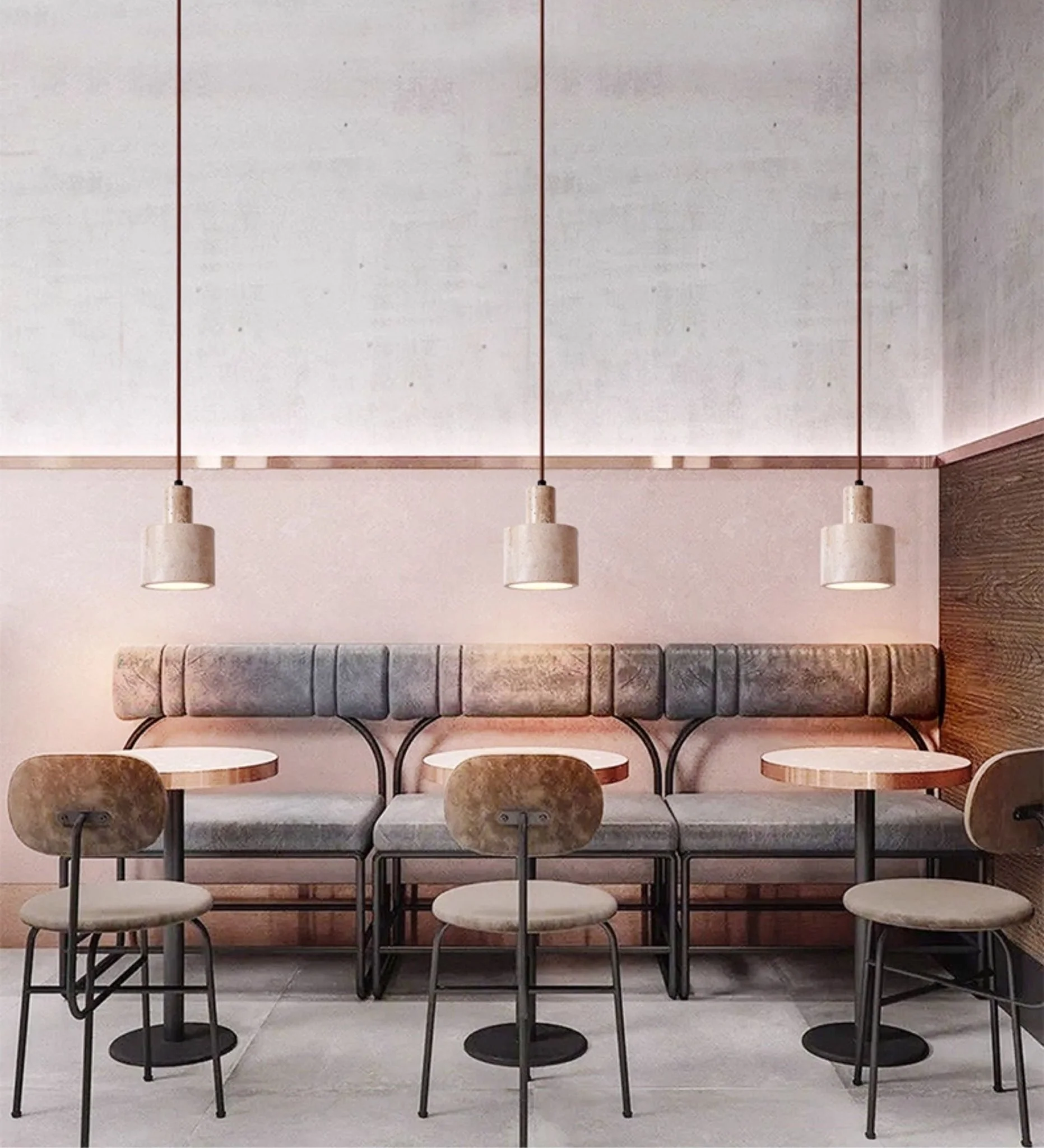 Cylindrical Travertine Pendant Lamp - Image 3