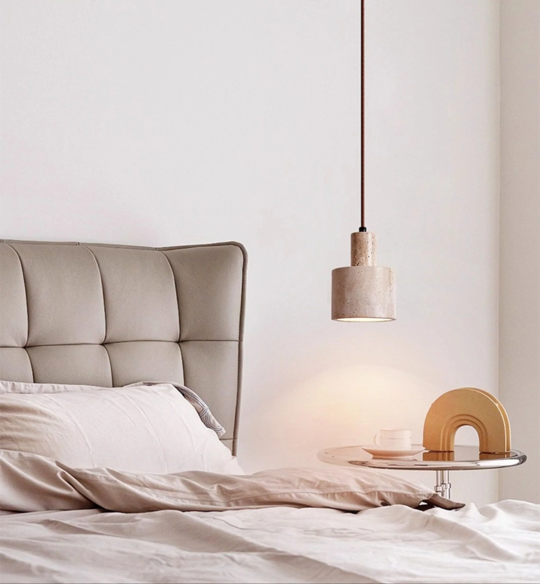 Cylindrical Travertine Pendant Lamp - Image 4