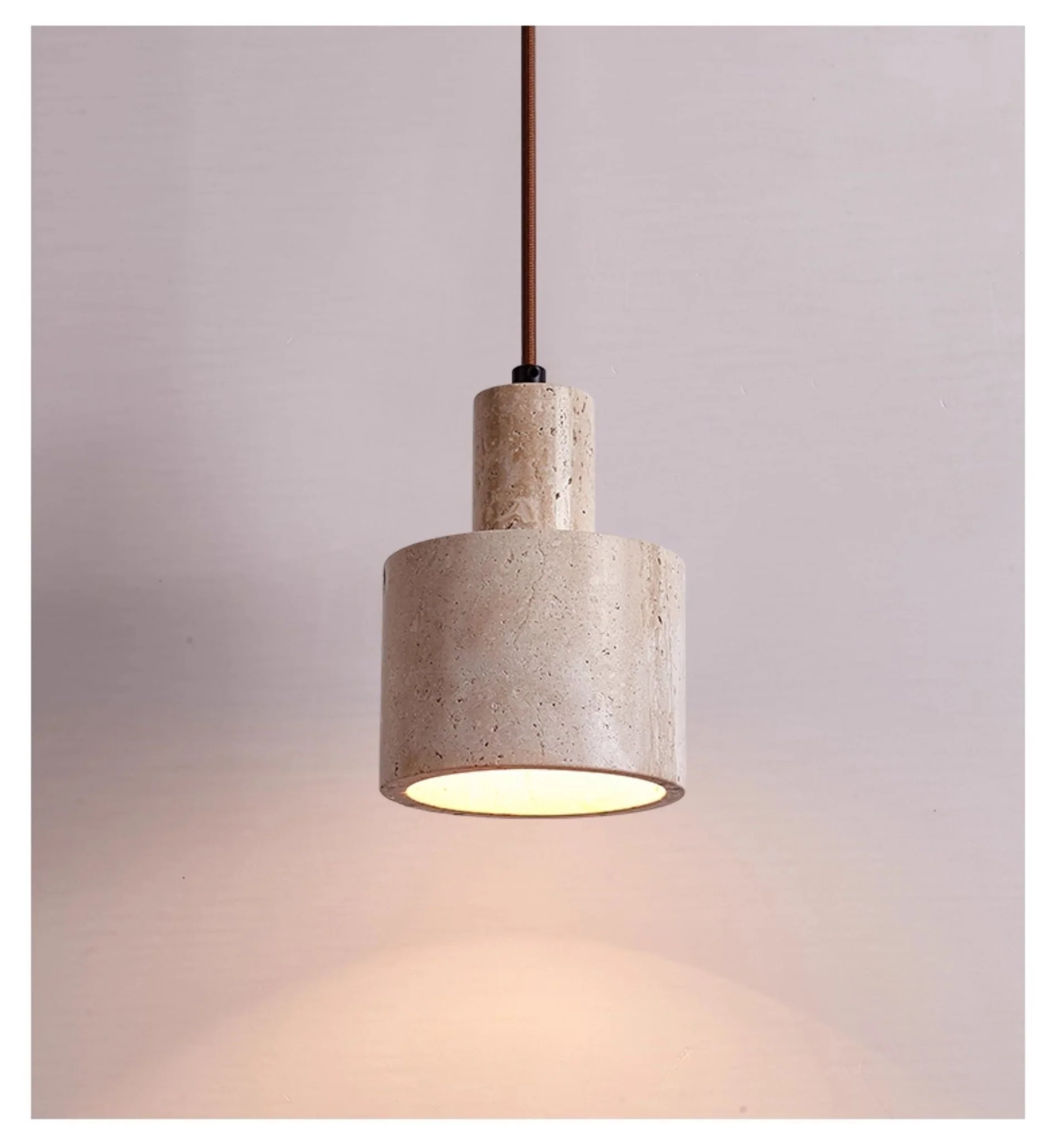 Cylindrical Travertine Pendant Lamp - Image 9