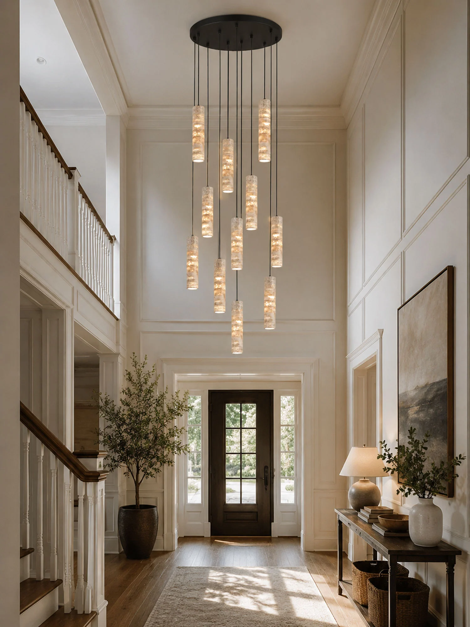 Cylindrical Travertine Pendant Light - Image 11