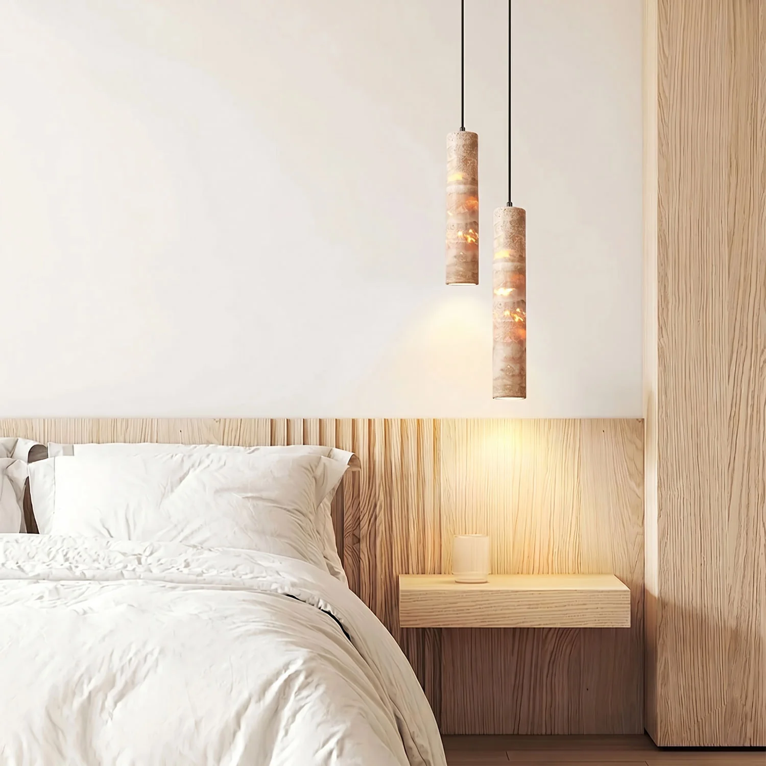 Cylindrical Travertine Pendant Light - Image 12