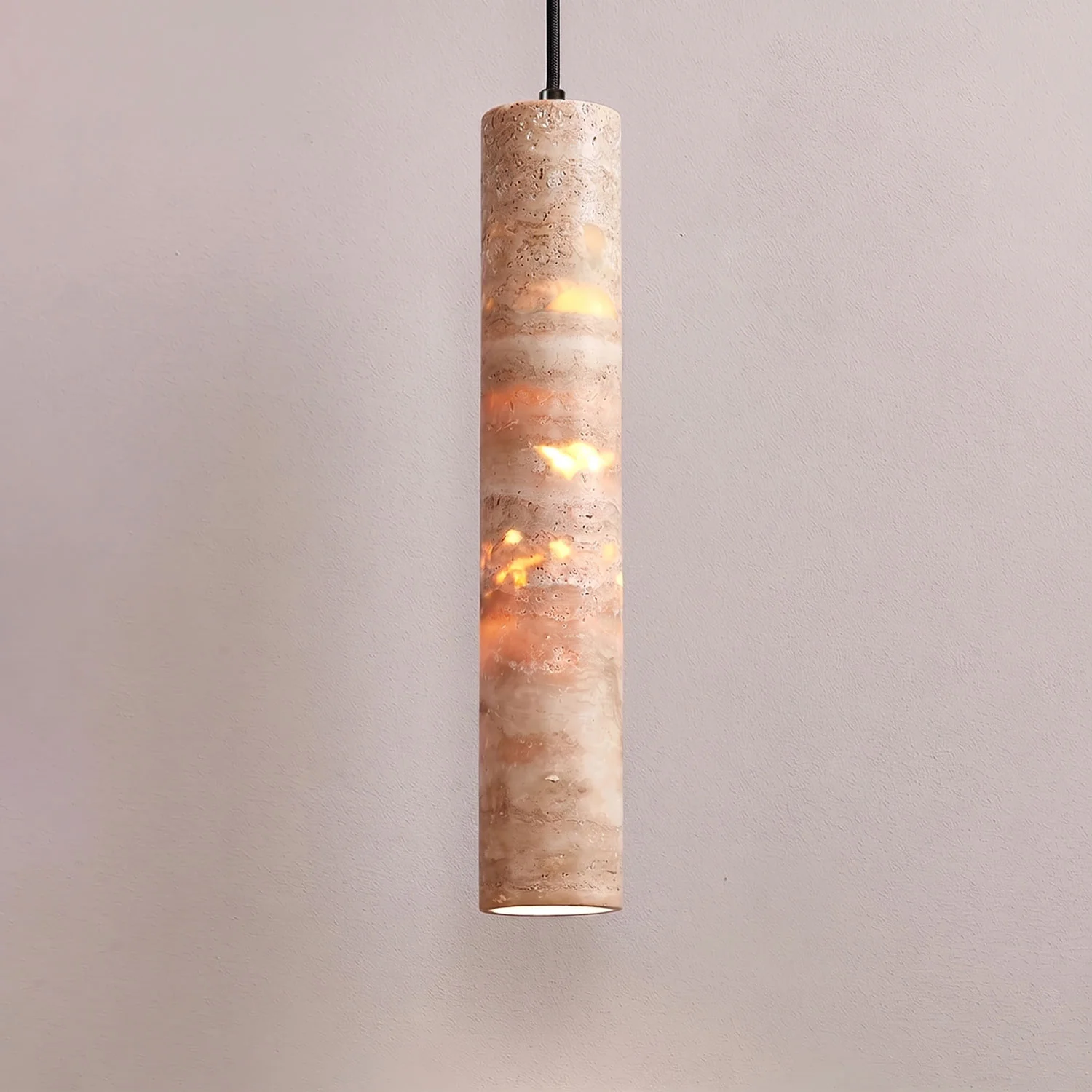 Cylindrical Travertine Pendant Light - Image 15
