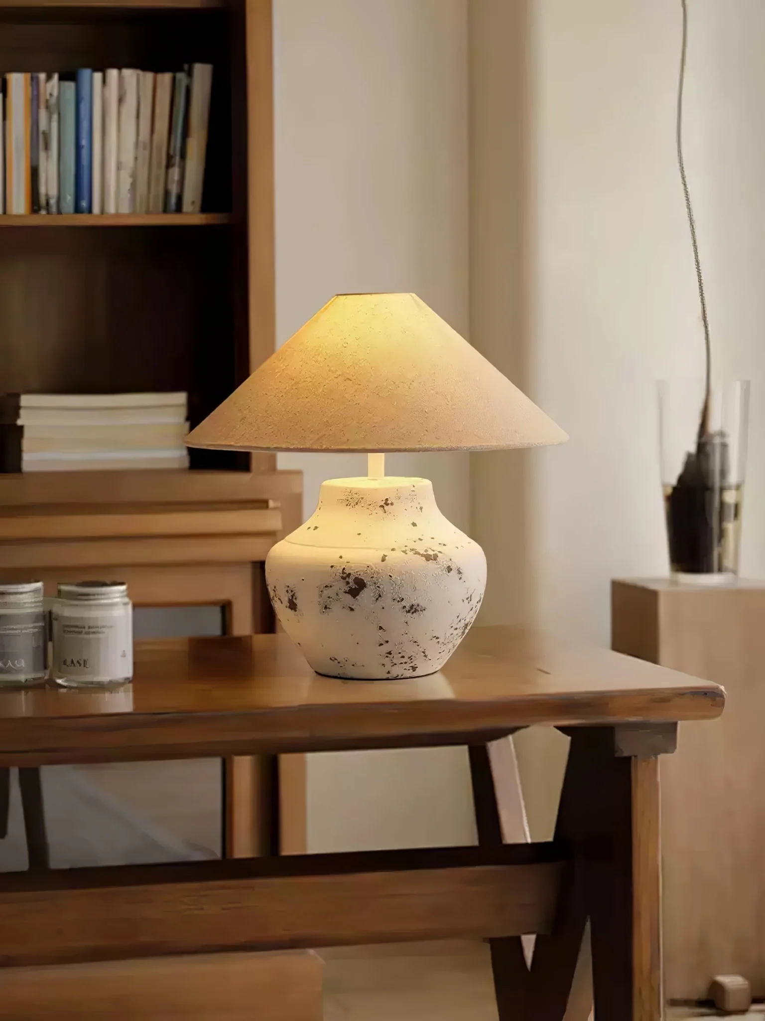 Distressed White Ceramic Table Lamp - Image 11