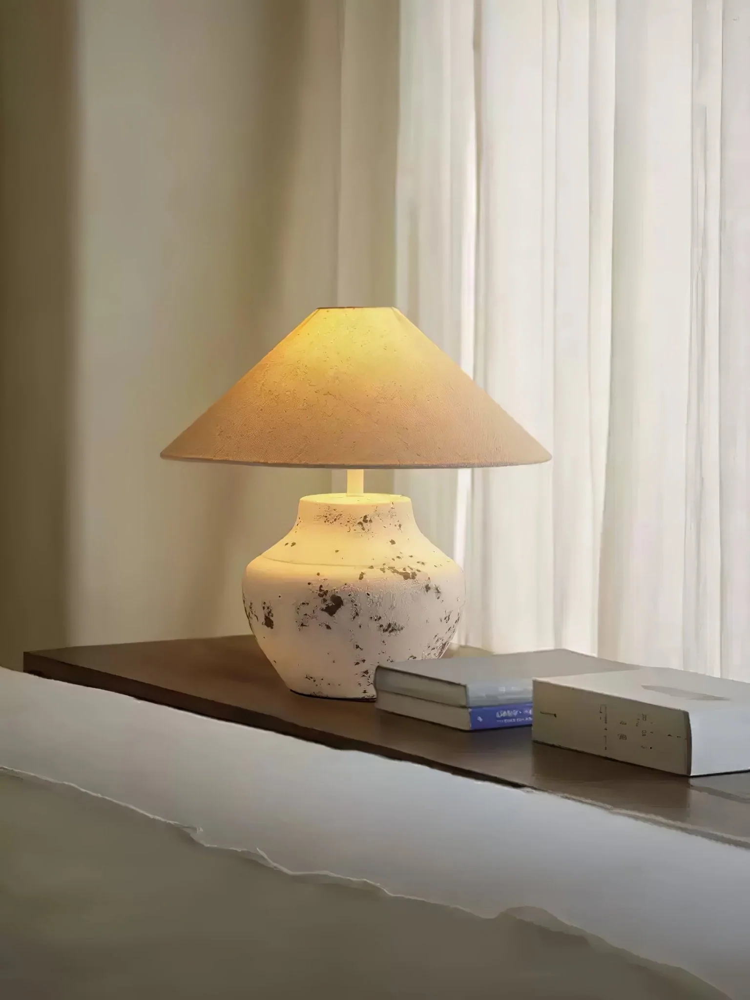 Distressed White Ceramic Table Lamp - Image 6