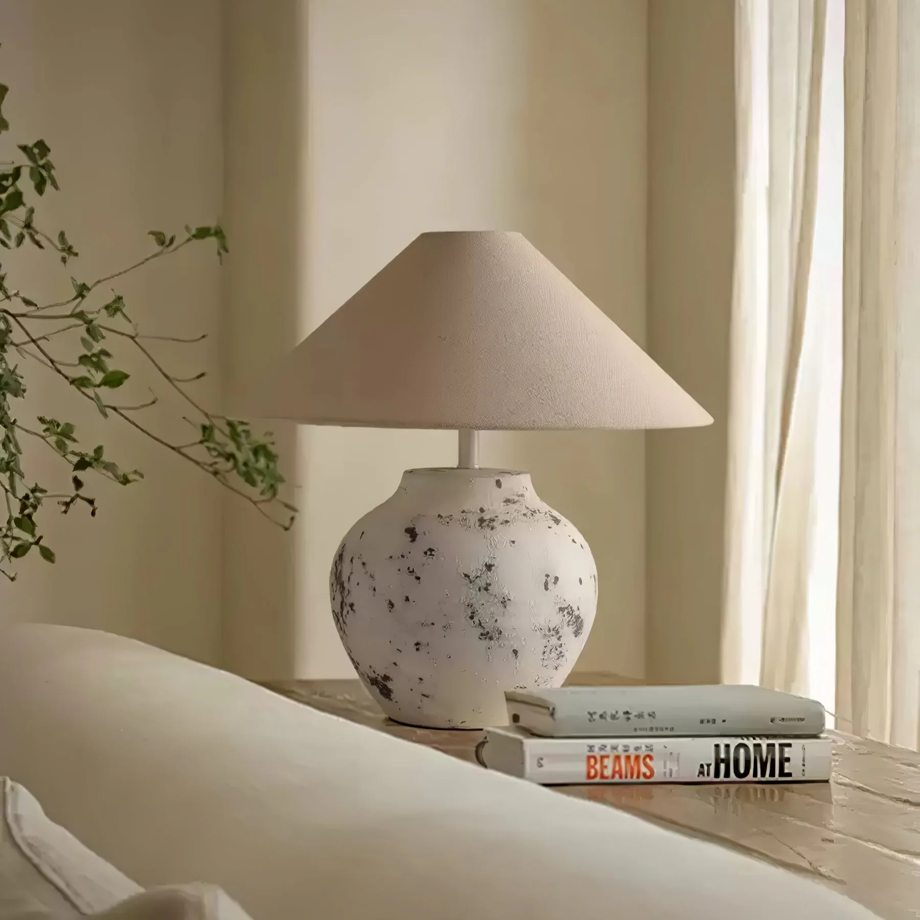 Distressed White Ceramic Table Lamp - Image 7