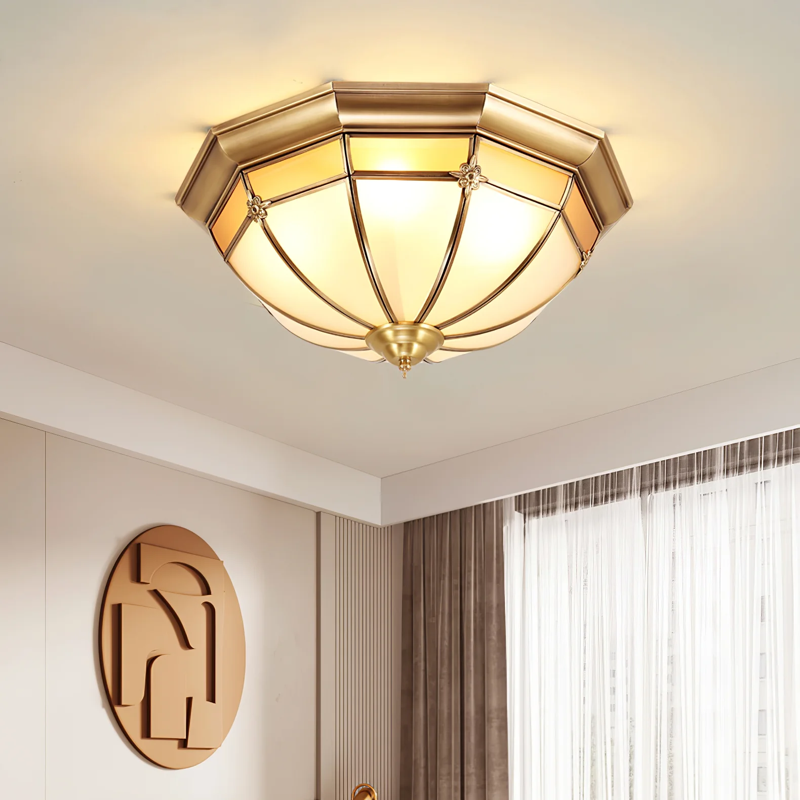 Dome Brass Flush Ceiling Lamp - Image 2