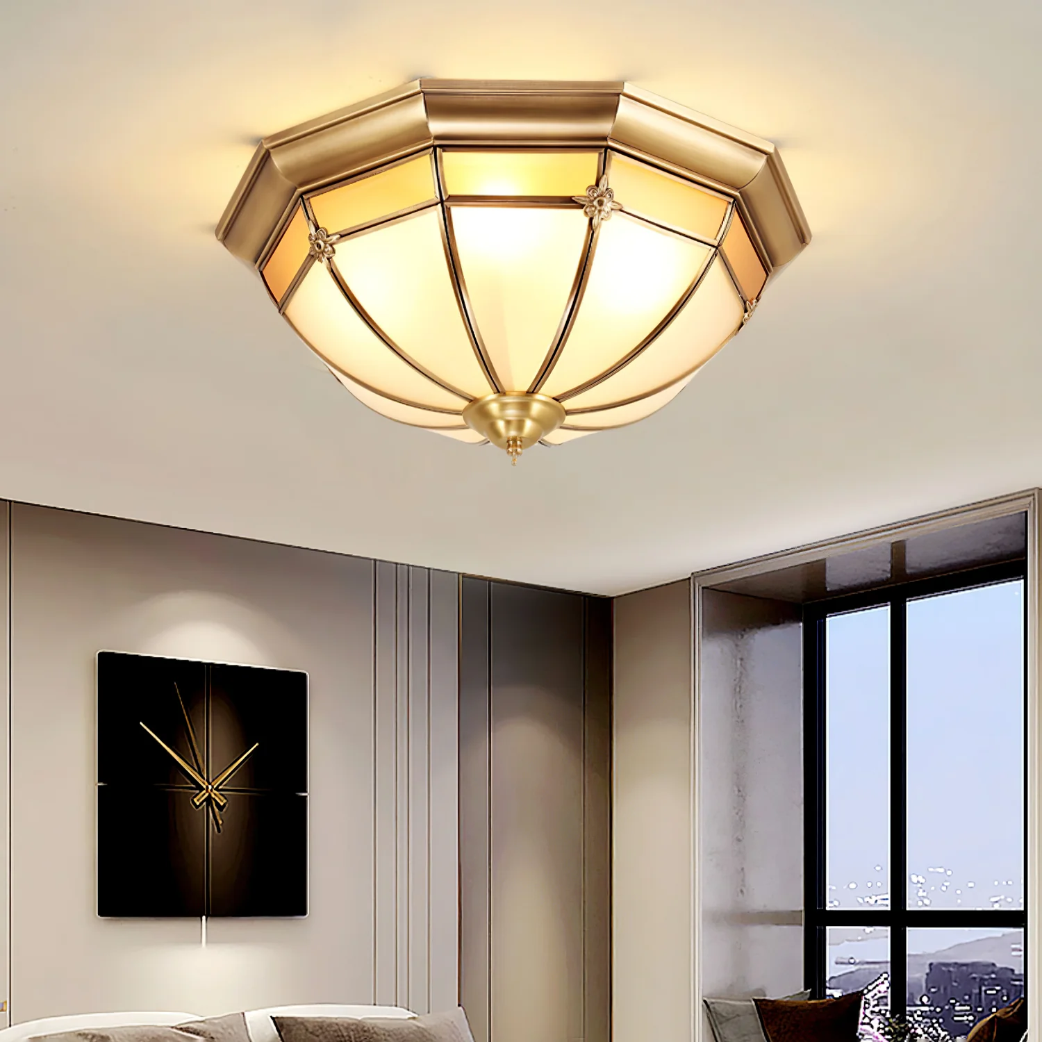 Dome Brass Flush Ceiling Lamp - Image 3