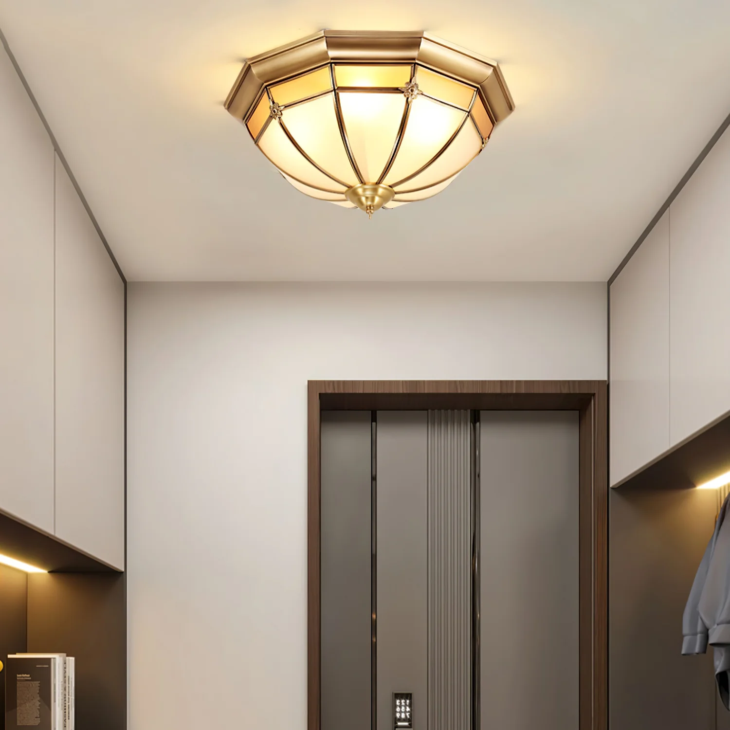 Dome Brass Flush Ceiling Lamp - Image 4