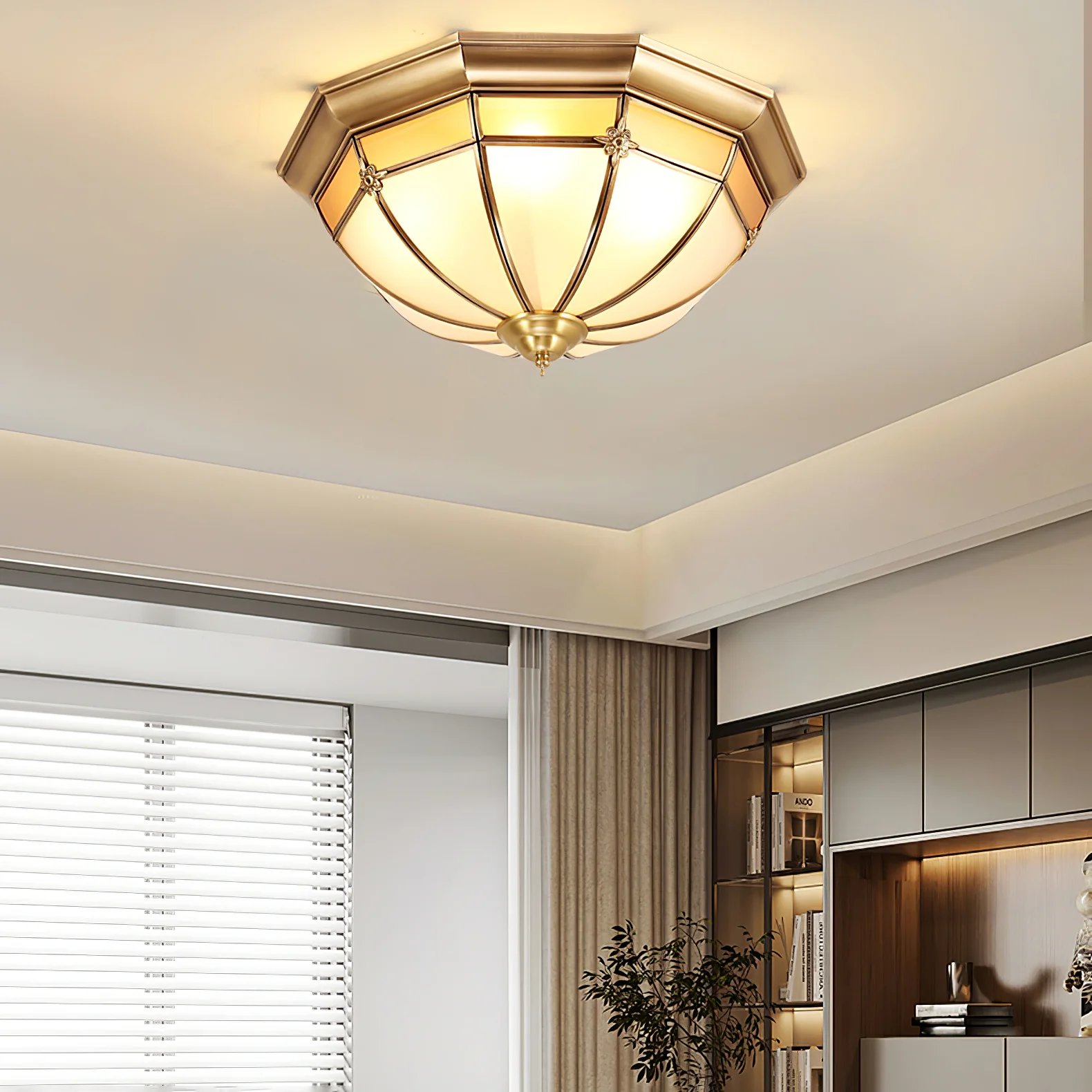 Dome Brass Flush Ceiling Lamp - Image 8