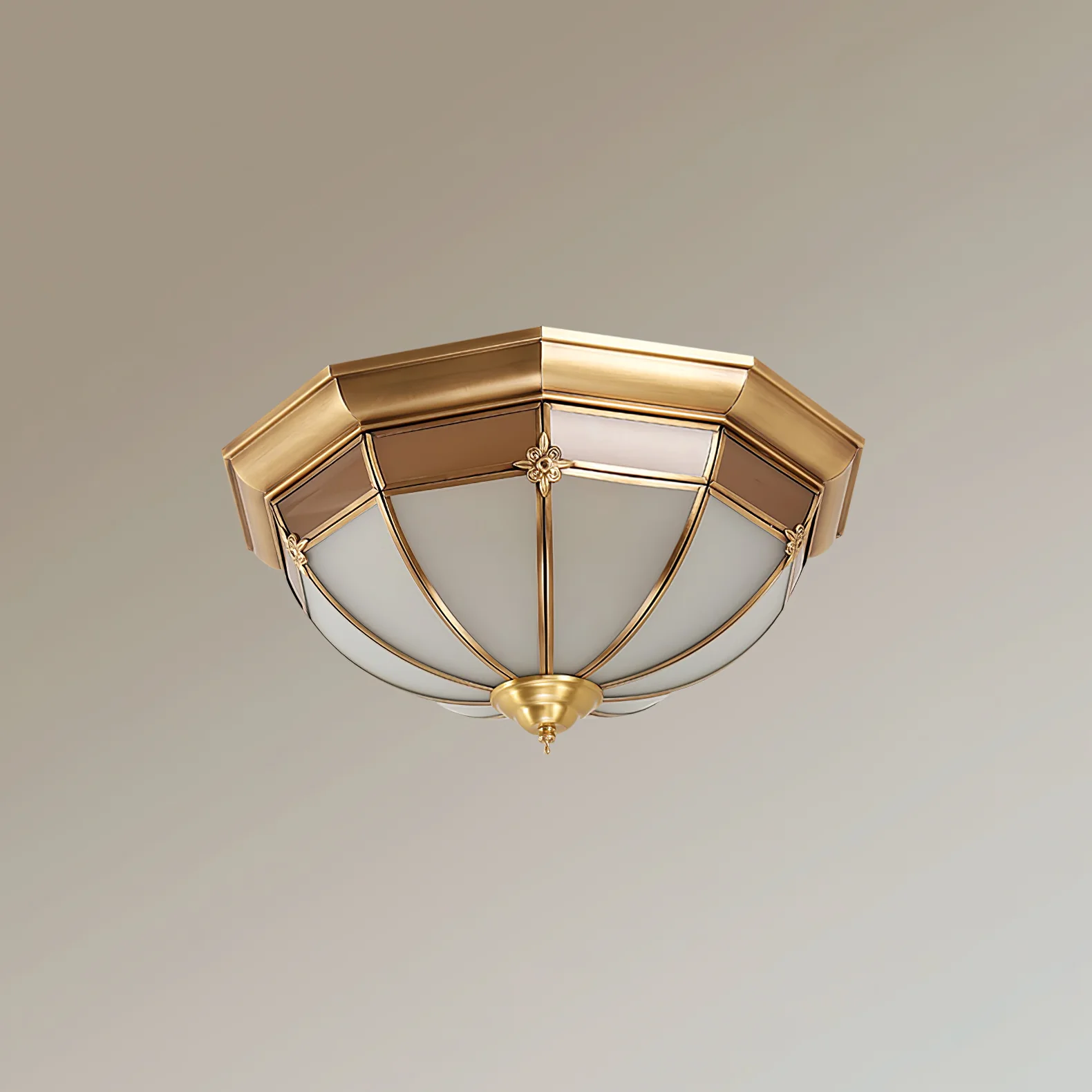 Dome Brass Flush Ceiling Lamp - Image 9